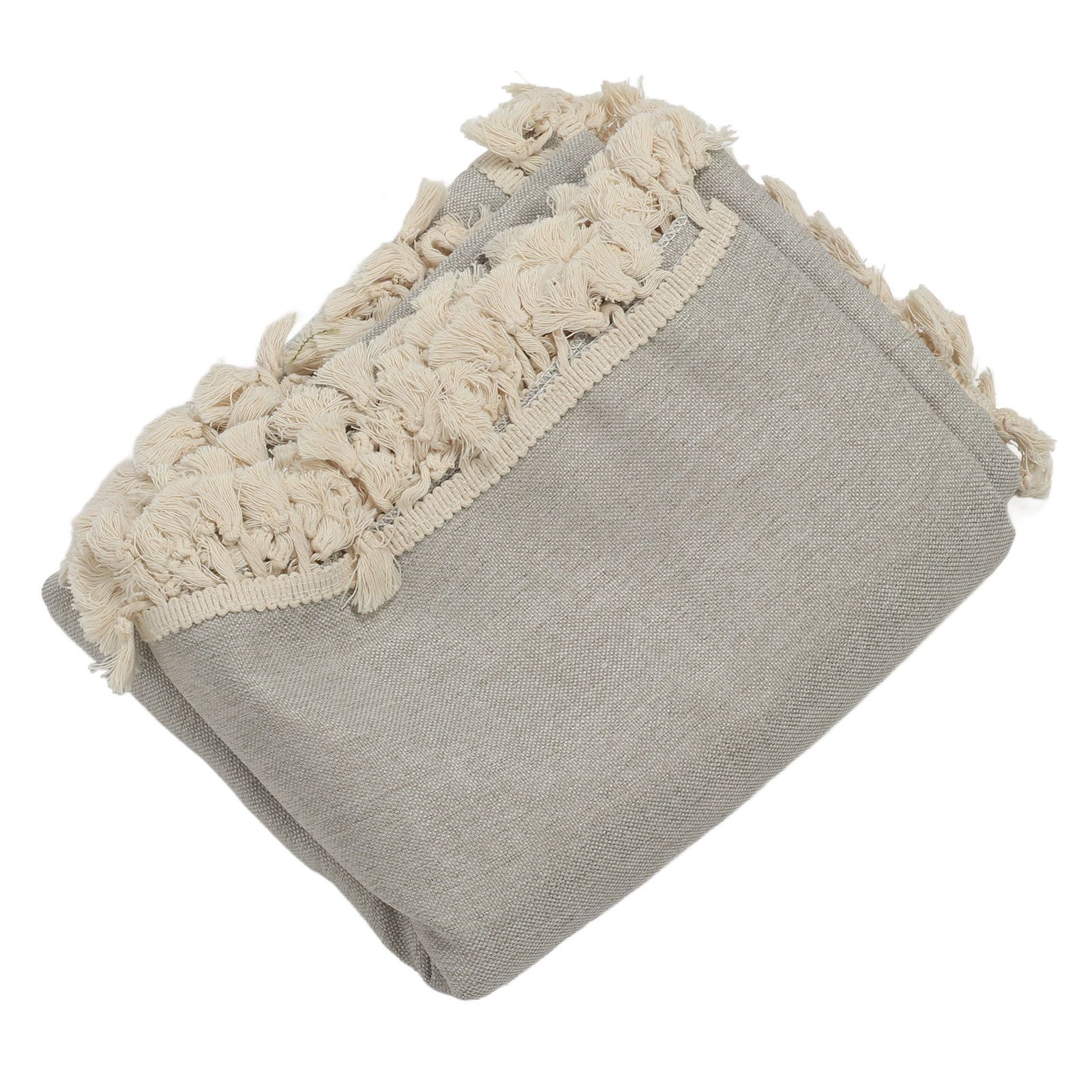 Rectangle Tablecloth Polyester Fiber Decorative Table Cover with Tassel Lace for Home Restaurant Hotel Beige Gray 140x180cm/55.1x70.9in - Image 6
