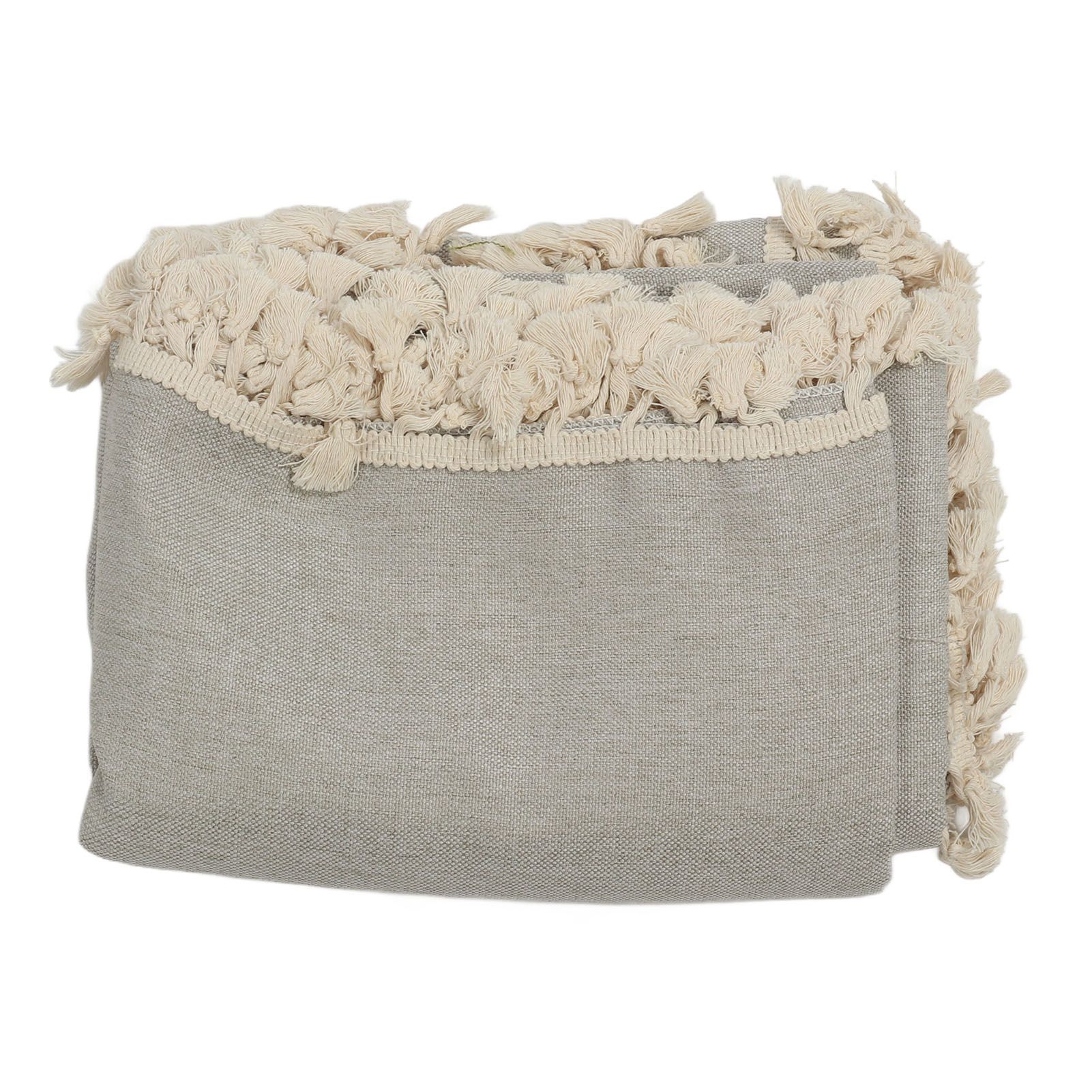 Rectangle Tablecloth Polyester Fiber Decorative Table Cover with Tassel Lace for Home Restaurant Hotel Beige Gray 140x180cm/55.1x70.9in - Image 7