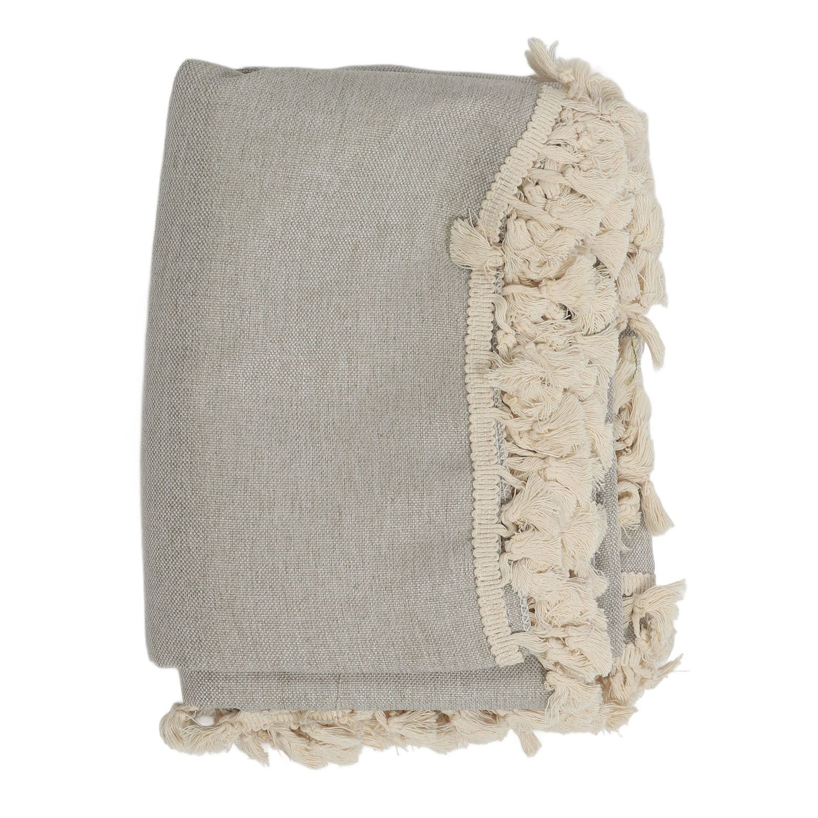 Rectangle Tablecloth Polyester Fiber Decorative Table Cover with Tassel Lace for Home Restaurant Hotel Beige Gray 140x180cm/55.1x70.9in - Image 8