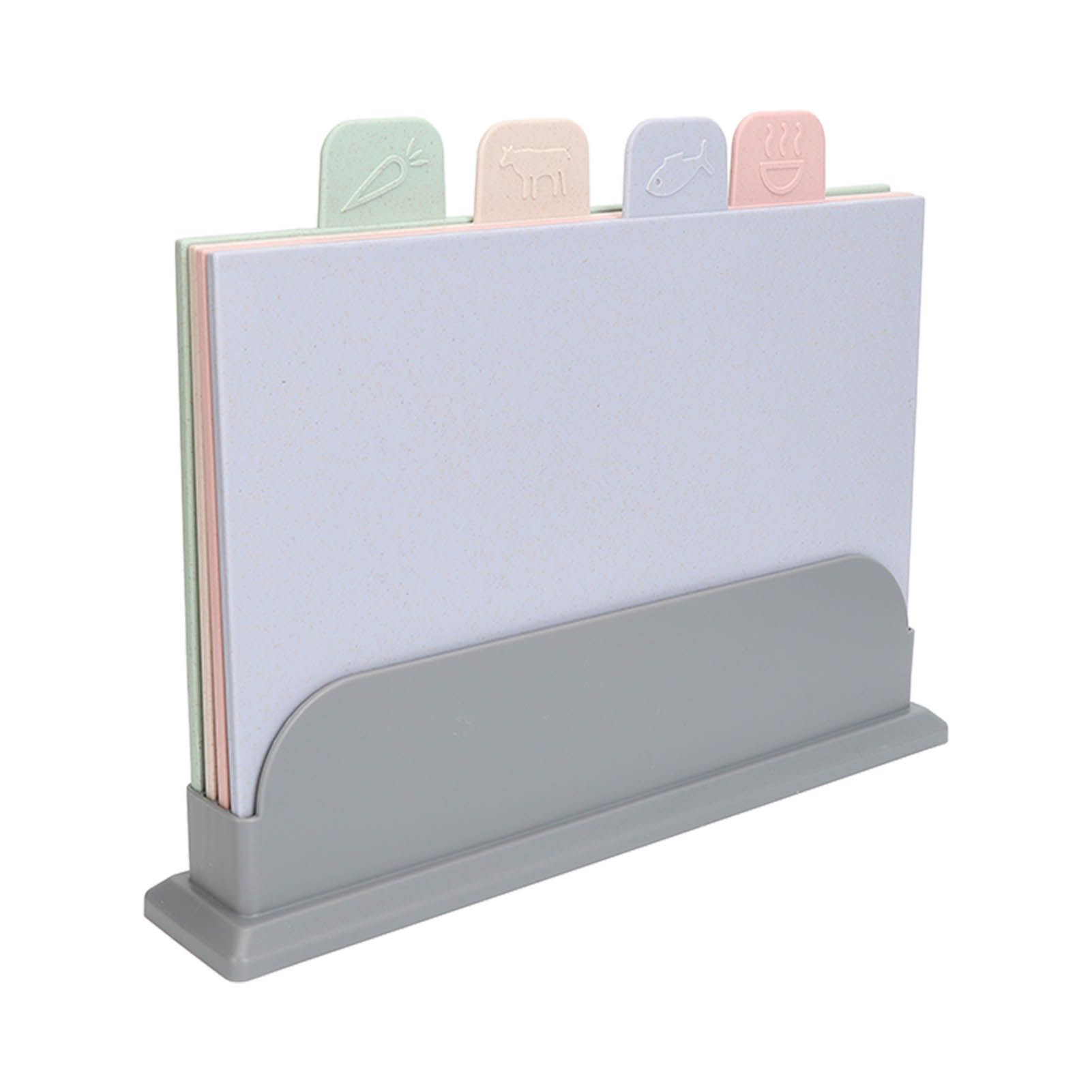 4pcs Color Coded Cutting Boards Set with Holder Double Sided Use Classified Plastic Chopping Board Mats Set - Image 3