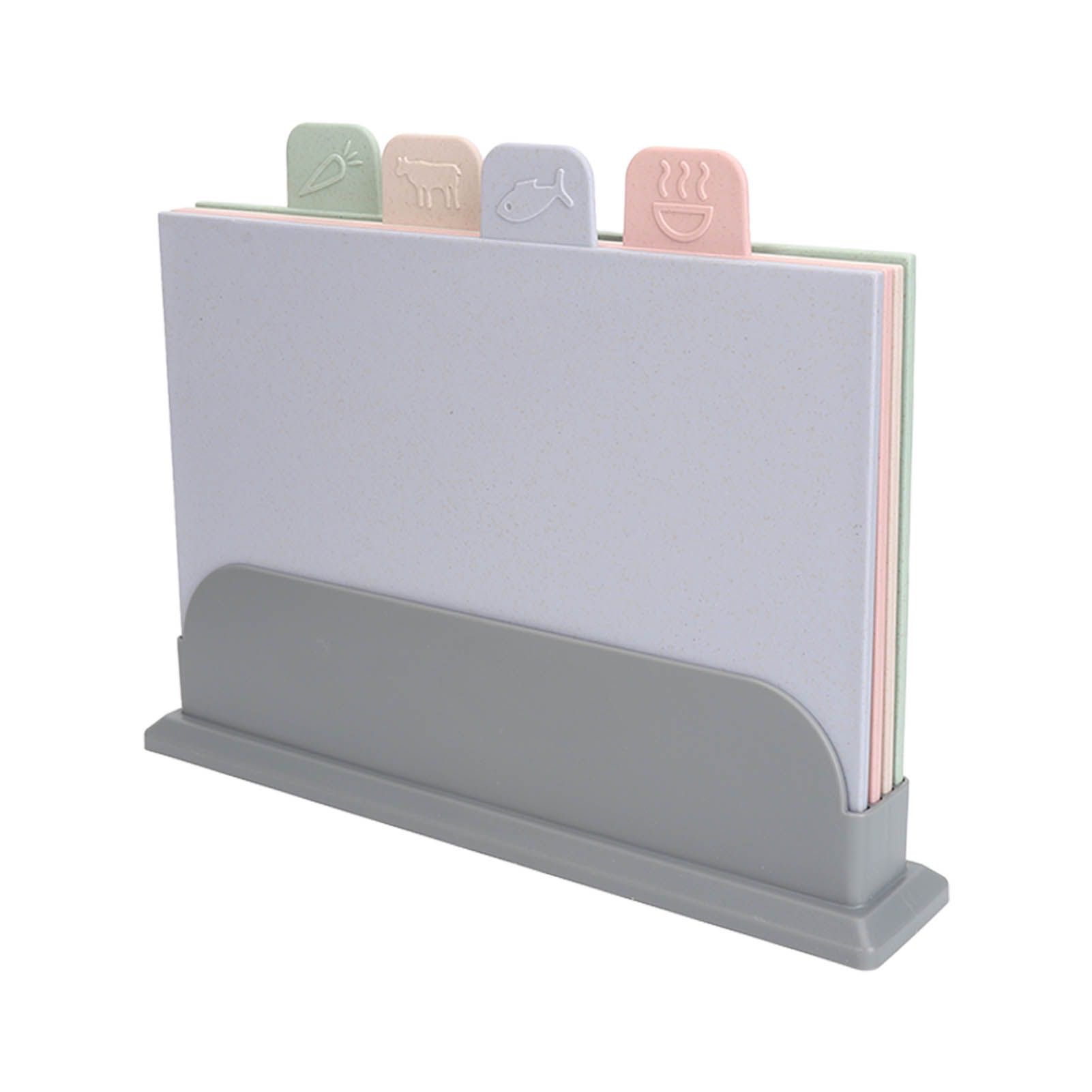 4pcs Color Coded Cutting Boards Set with Holder Double Sided Use Classified Plastic Chopping Board Mats Set - Image 4