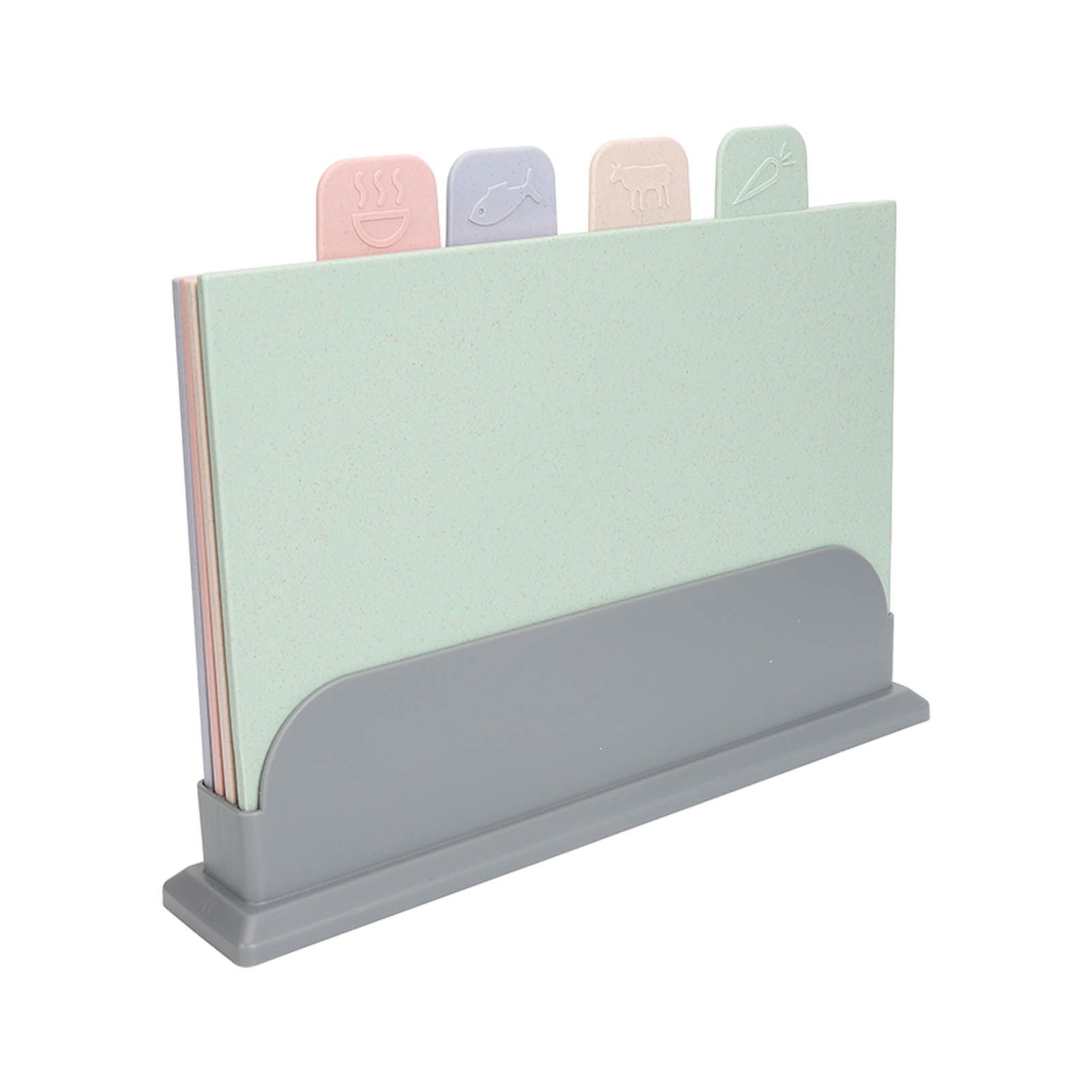 4pcs Color Coded Cutting Boards Set with Holder Double Sided Use Classified Plastic Chopping Board Mats Set - Image 6