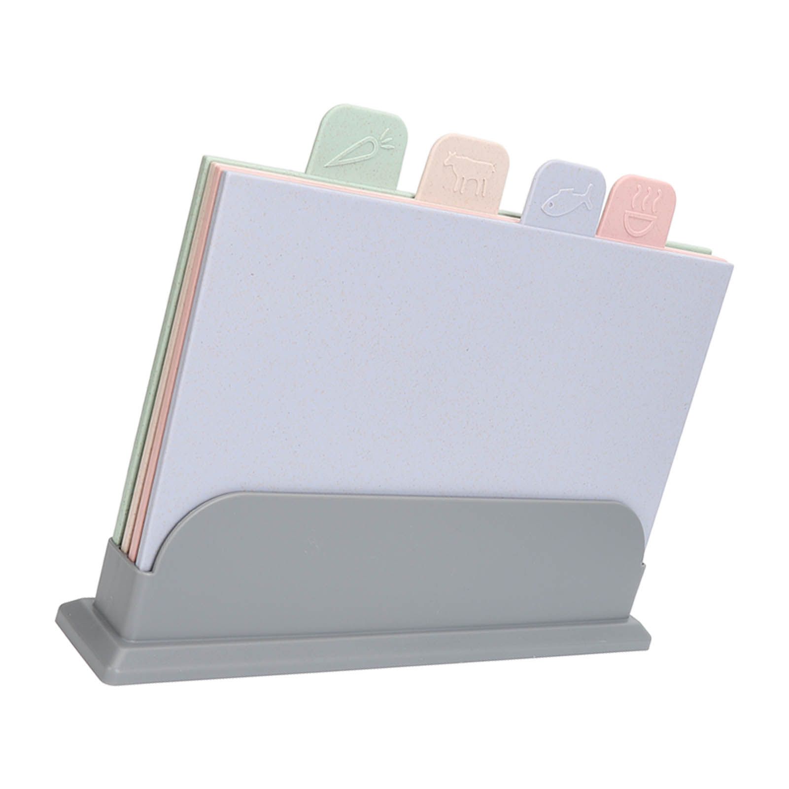 4pcs Color Coded Cutting Boards Set with Holder Double Sided Use Classified Plastic Chopping Board Mats Set - Image 8