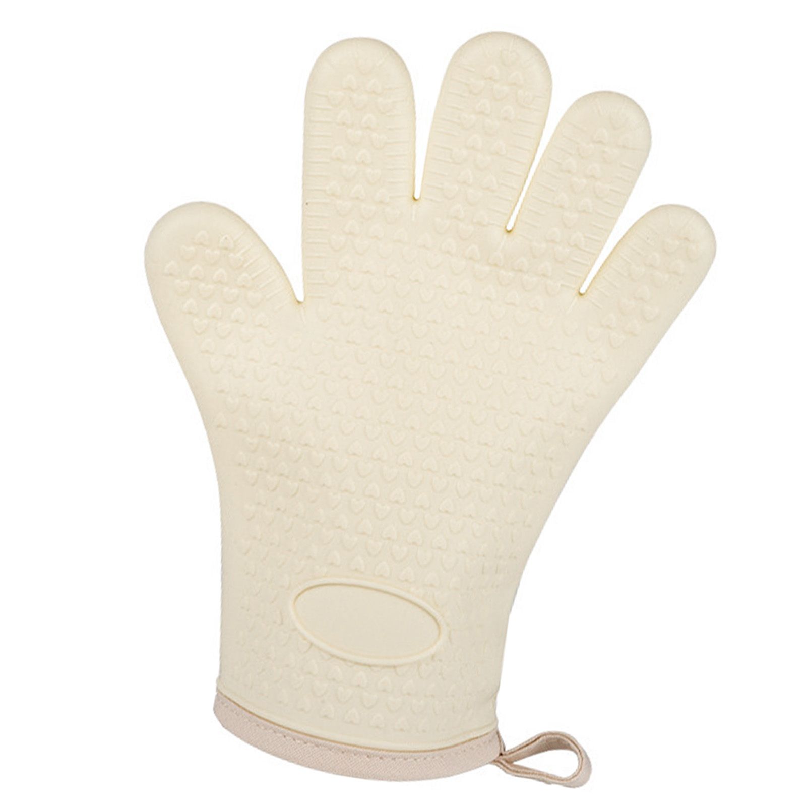 Thickened Silicone Anti Scalding Oven Glove Heat Resistant Silicone Cooking Glove for Microwave Oven Toaster Ivory White - Image 2