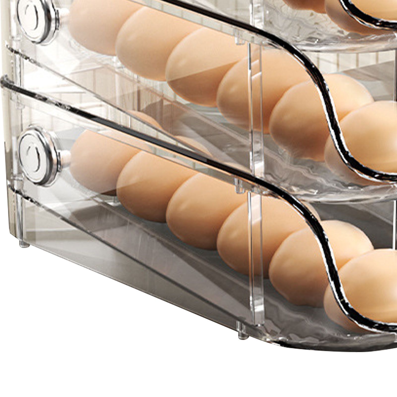 3PCS Egg Container For Refrigerator Plastic Stackable Auto Rolling Egg Holder Storage Box for Household White - Image 8