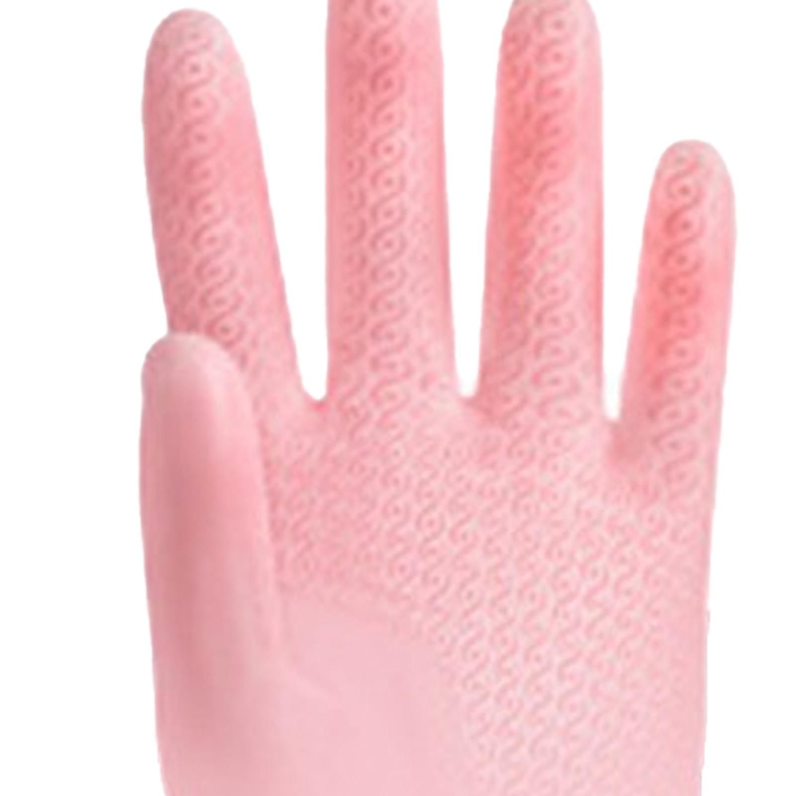 Kitchen Gloves Reusable Tight Fit Multifunctional Dishwashing Cleaning Waterproof Durable Household Gloves Pink - Image 7