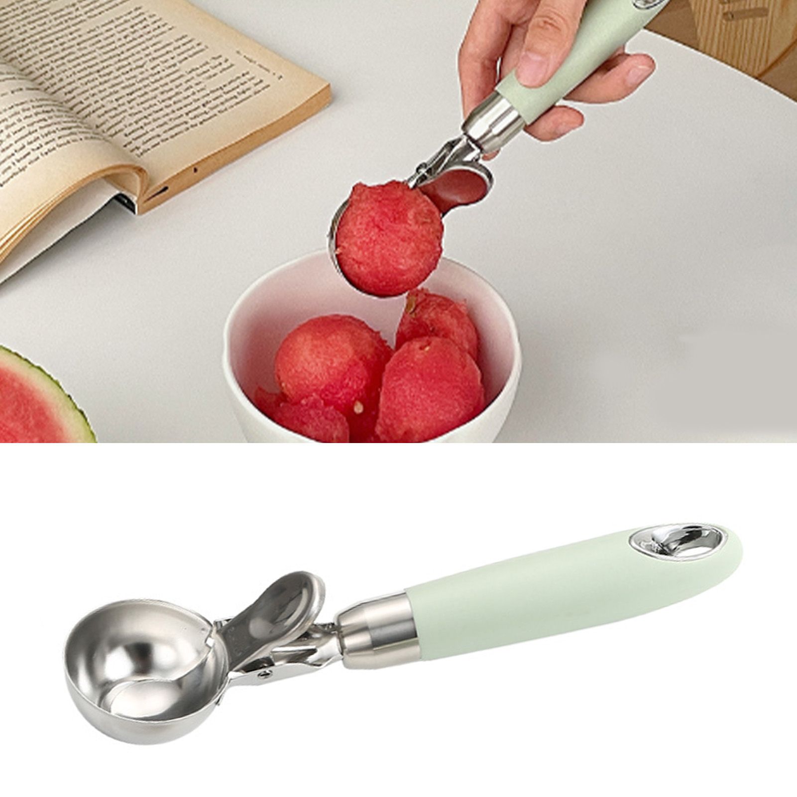 Ice Cream Scoop Smoothing Stainless Steel Hanging Hole Multifunction Cupcake Scoop for Home Kitchen Cafe Bar Trigger Release Scoop - Image 6