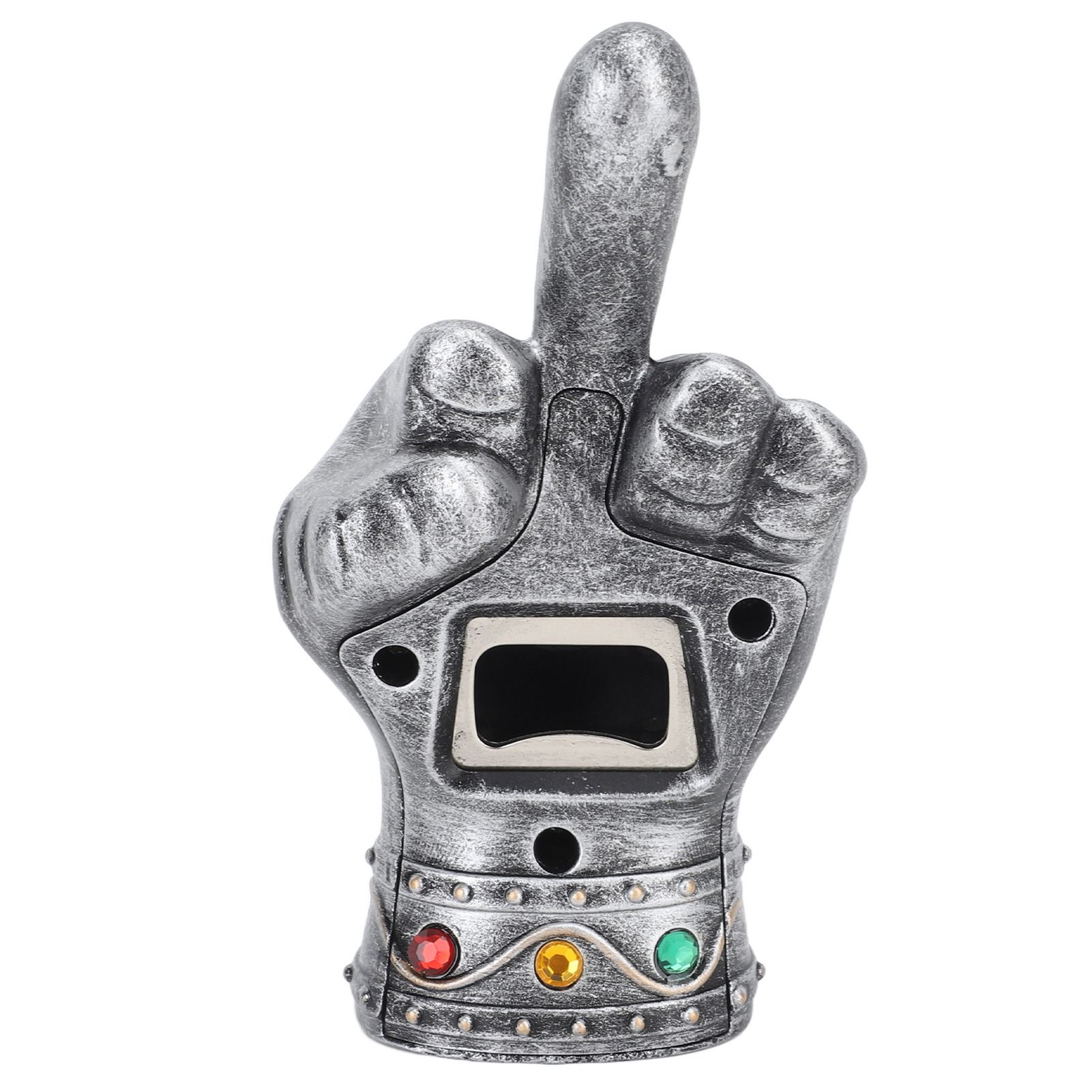 Fist Beer Opener Cool Middle Finger Shape Portable Fist Beer Bottle Opener for Men Husband Dad Grandpa Boyfriend Silver - Image 1