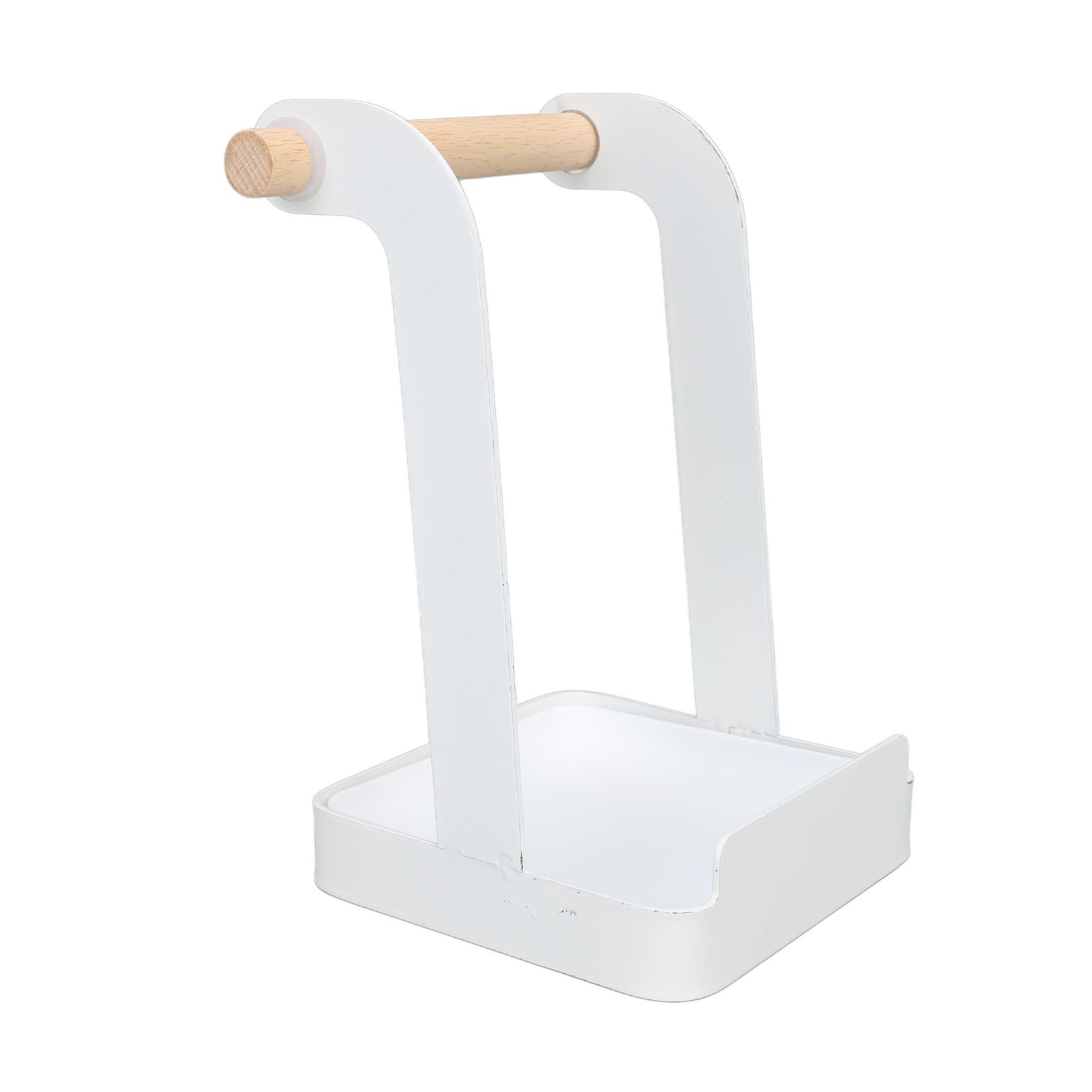 Pot Lid Holder Rack Multifunction Prevent Slip Iron Basin Wood Rack Cooking Tool Spatula Stand Kitchen Organizer White - Image 2