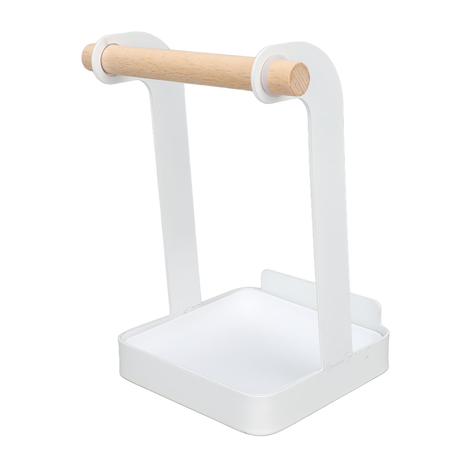 Pot Lid Holder Rack Multifunction Prevent Slip Iron Basin Wood Rack Cooking Tool Spatula Stand Kitchen Organizer White - Image 3