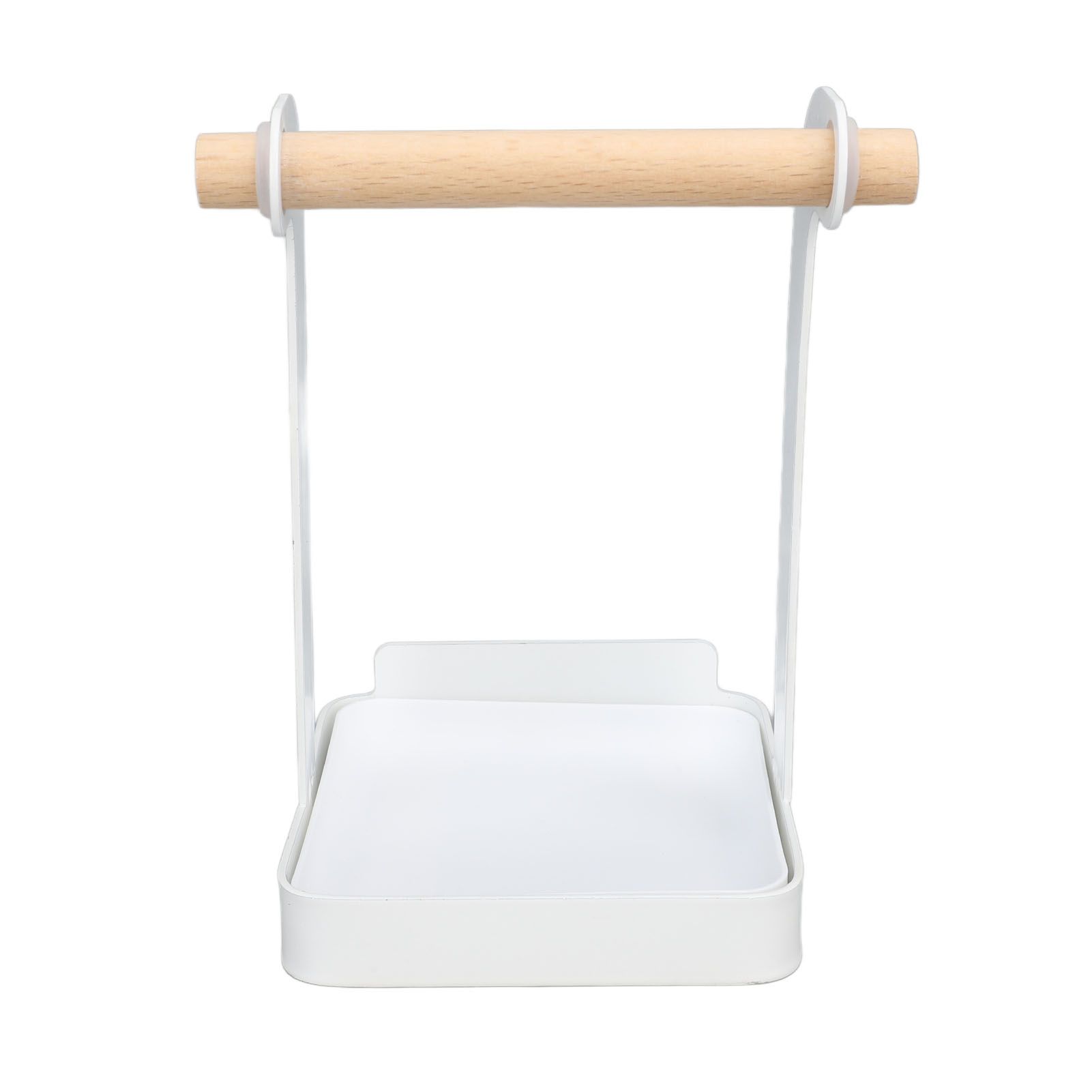Pot Lid Holder Rack Multifunction Prevent Slip Iron Basin Wood Rack Cooking Tool Spatula Stand Kitchen Organizer White - Image 4