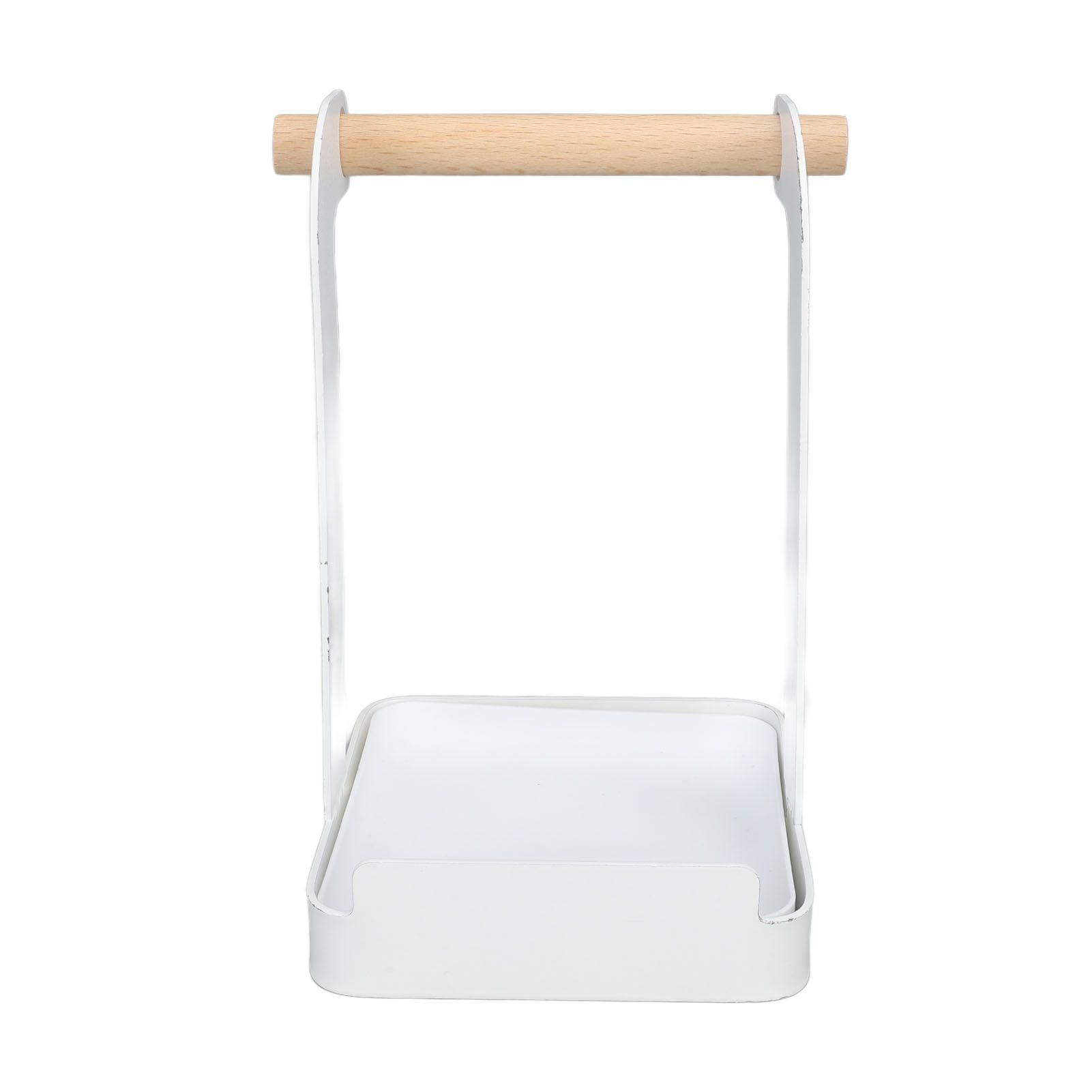 Pot Lid Holder Rack Multifunction Prevent Slip Iron Basin Wood Rack Cooking Tool Spatula Stand Kitchen Organizer White - Image 8
