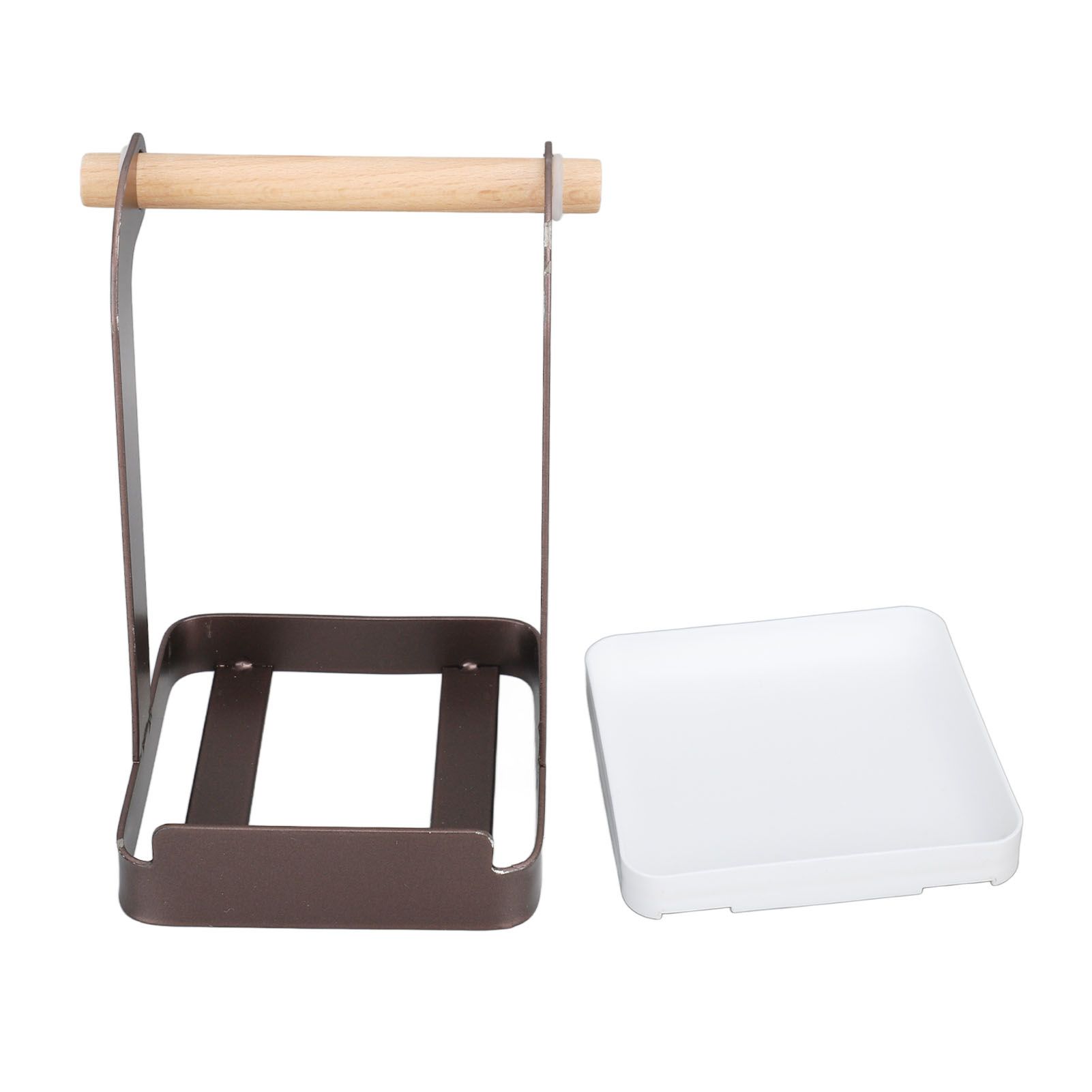 Pot Lid Holder Rack Multifunction Prevent Slip Iron Basin Wood Rack Cooking Tool Spatula Stand Kitchen Organizer Coffee - Image 1
