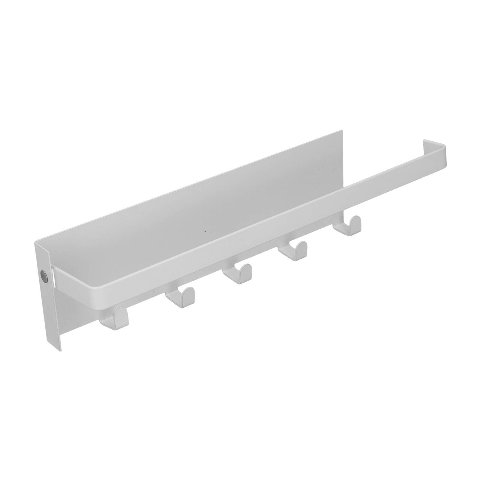Refrigerator Side Rack Multipurpose Foldable Large Capacity Magnetic Spice Rack for Refrigerator with Hooks White - Image 8