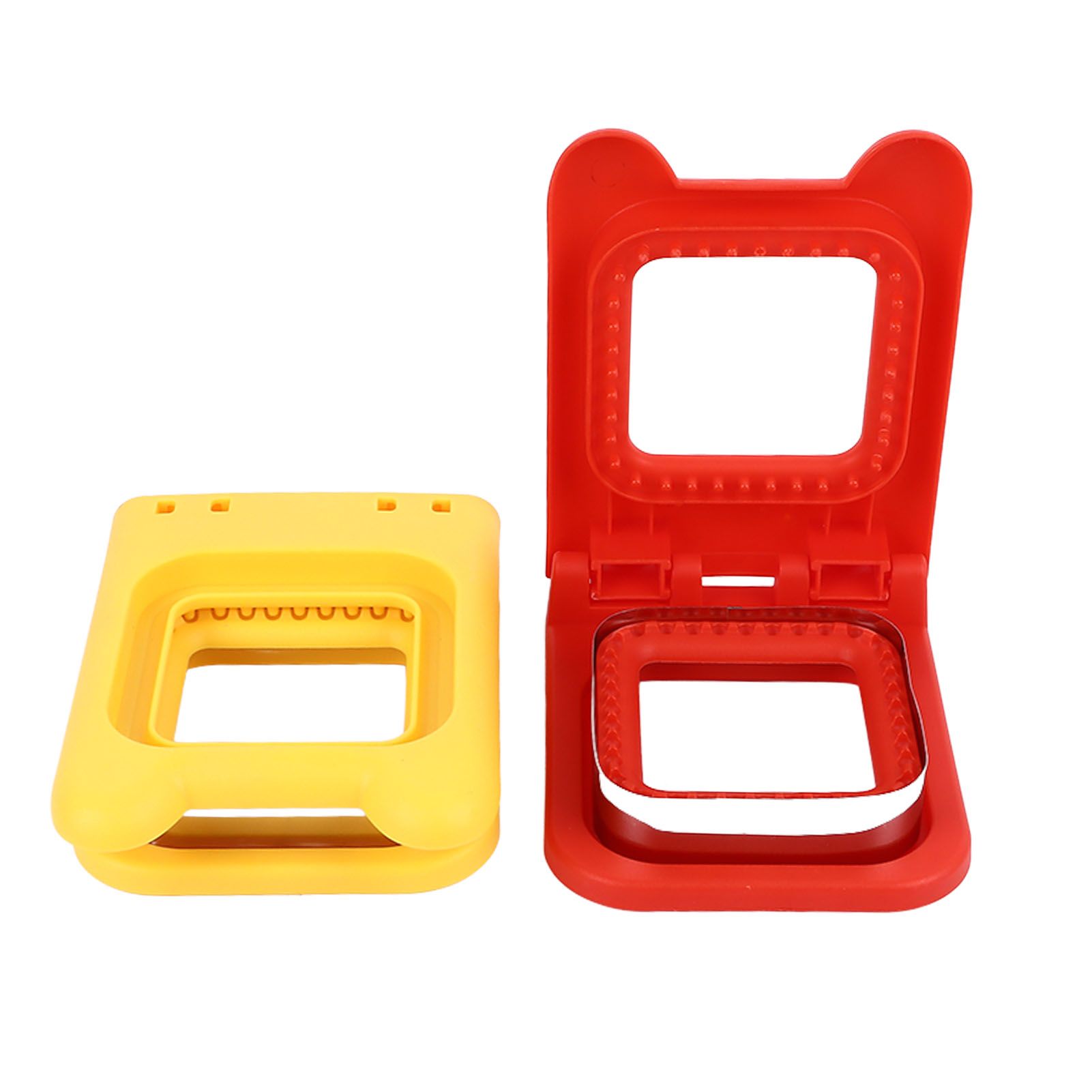 2 Pcs Red and Yellow Square Sandwich Cutter Stainless Steels Sandwich Cutters Set Sandwich Cutting Mold - Image 1