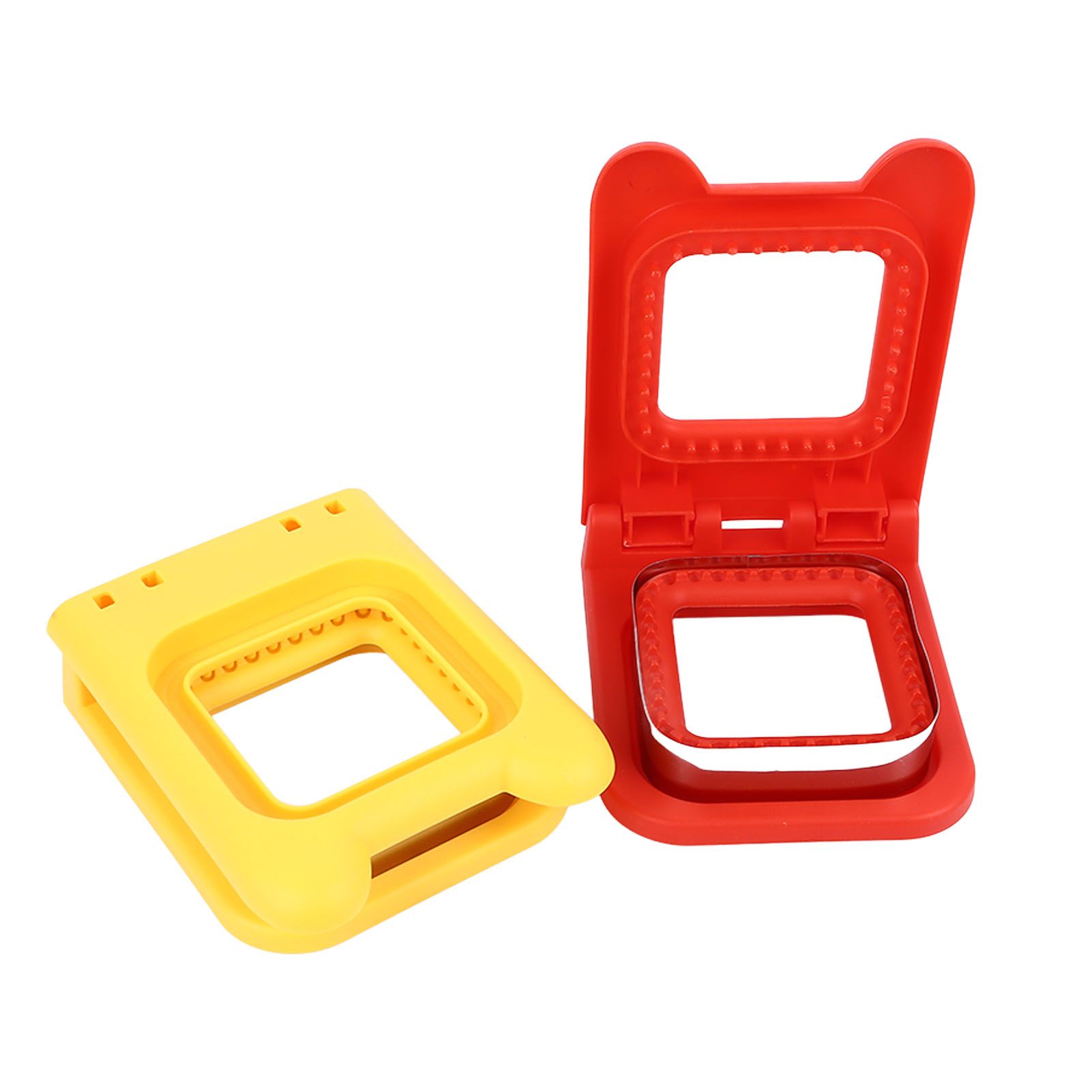 2 Pcs Red and Yellow Square Sandwich Cutter Stainless Steels Sandwich Cutters Set Sandwich Cutting Mold - Image 2