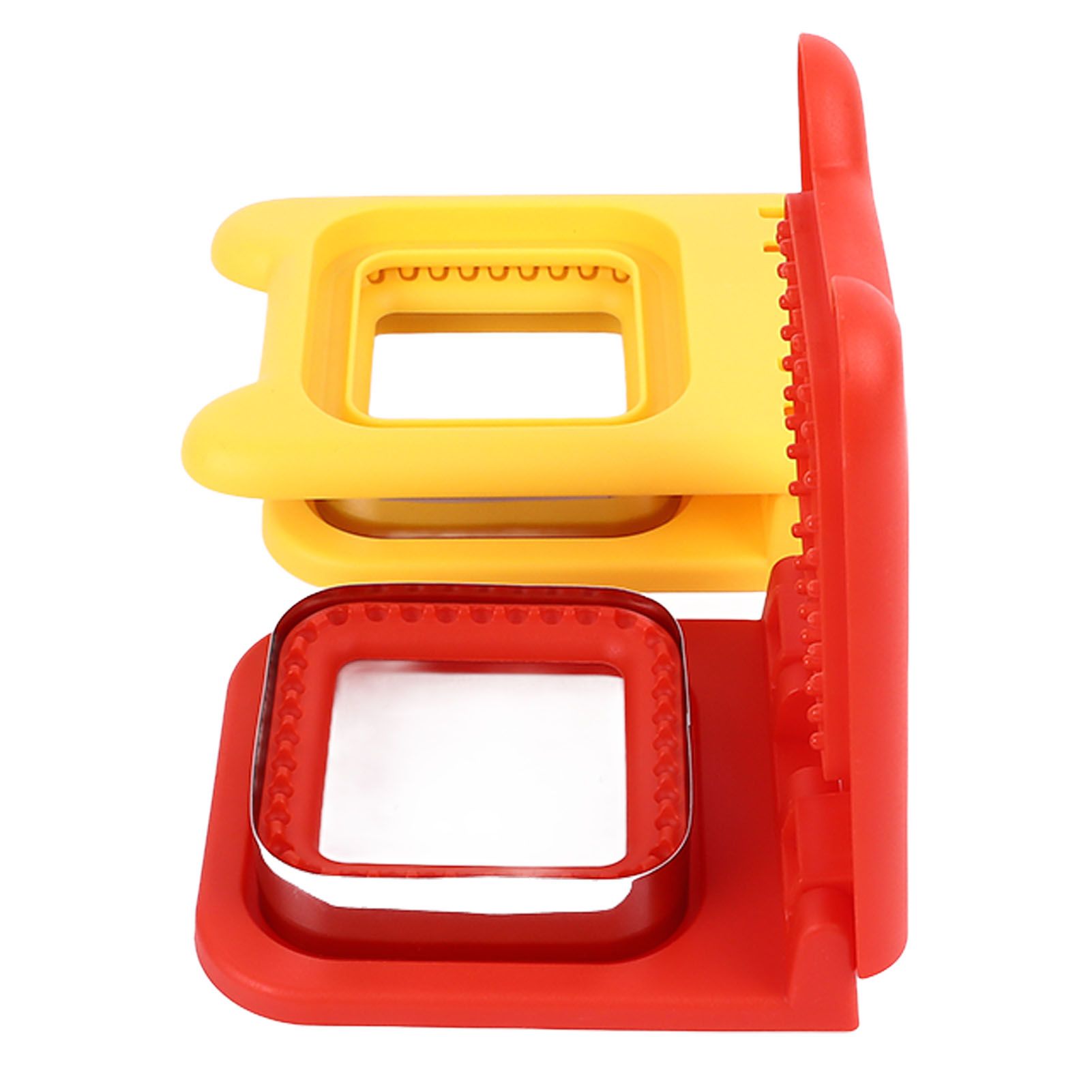 2 Pcs Red and Yellow Square Sandwich Cutter Stainless Steels Sandwich Cutters Set Sandwich Cutting Mold - Image 3