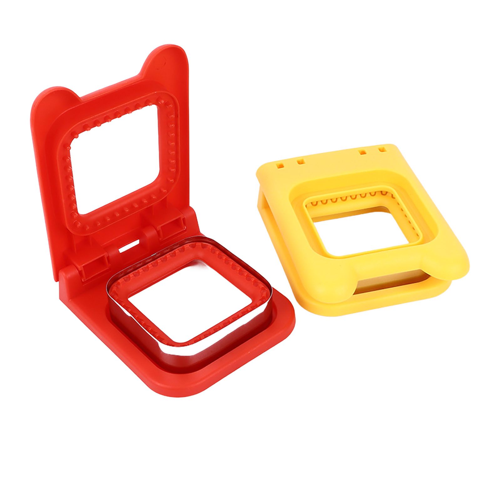 2 Pcs Red and Yellow Square Sandwich Cutter Stainless Steels Sandwich Cutters Set Sandwich Cutting Mold - Image 4