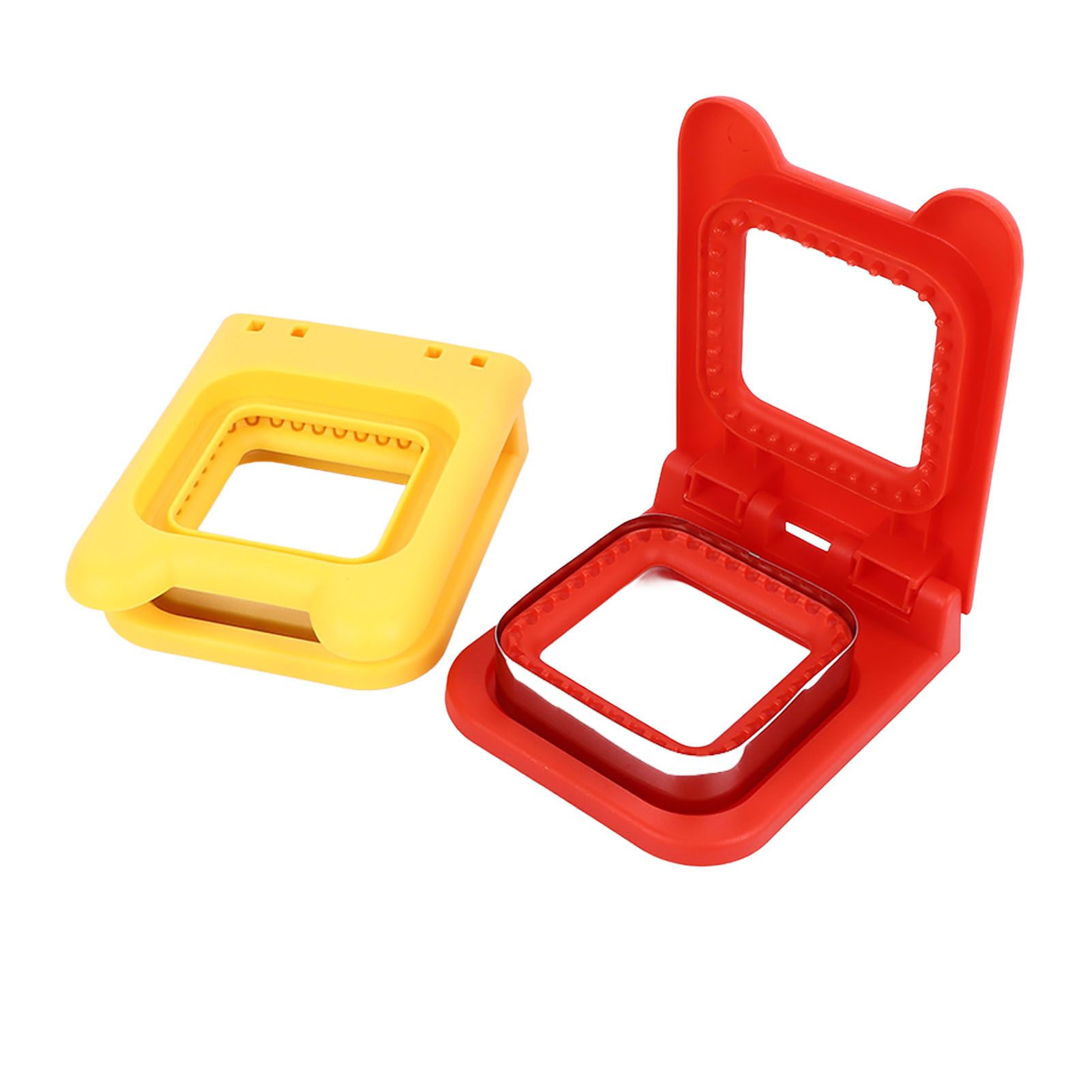 2 Pcs Red and Yellow Square Sandwich Cutter Stainless Steels Sandwich Cutters Set Sandwich Cutting Mold - Image 5