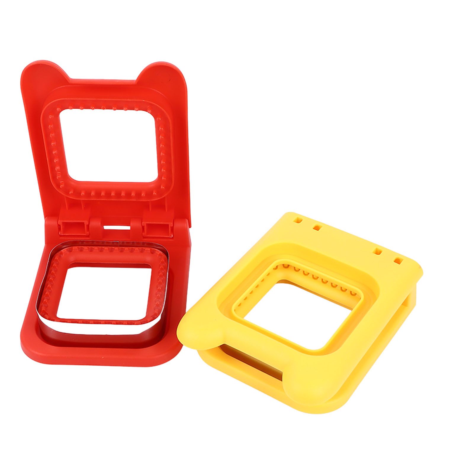 2 Pcs Red and Yellow Square Sandwich Cutter Stainless Steels Sandwich Cutters Set Sandwich Cutting Mold - Image 6
