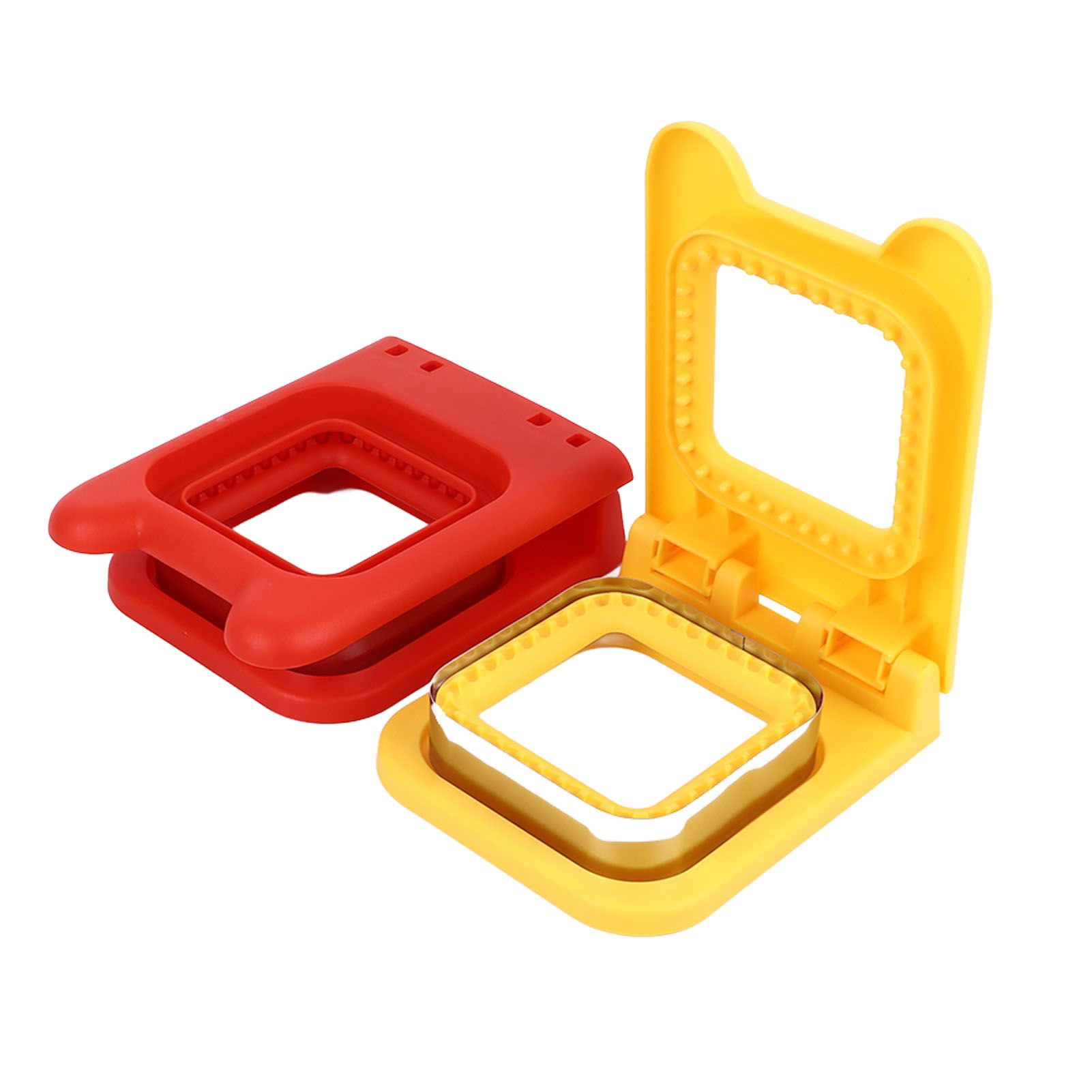 2 Pcs Red and Yellow Square Sandwich Cutter Stainless Steels Sandwich Cutters Set Sandwich Cutting Mold - Image 8