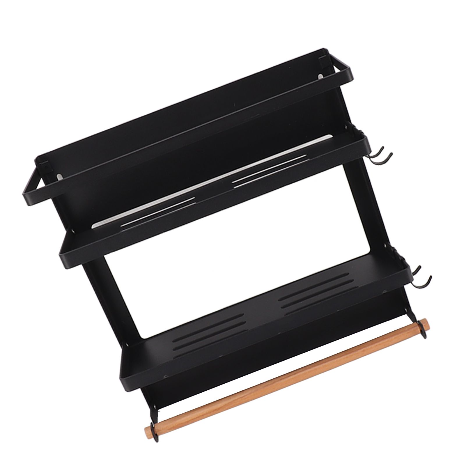 Magnetic Fridge Spice Rack Foldable Multifunctional Adjustable Durable Refrigerator Side Shelf for Kitchen 11.8in Double Tier - Image 3