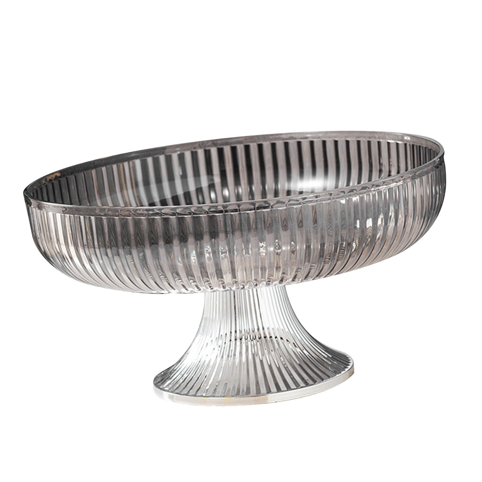 Fruit Plate Multifunctional Plastic Stylish Space Saving Decorative Snack Bowl for Candy Nuts Silver Gray - Image 2