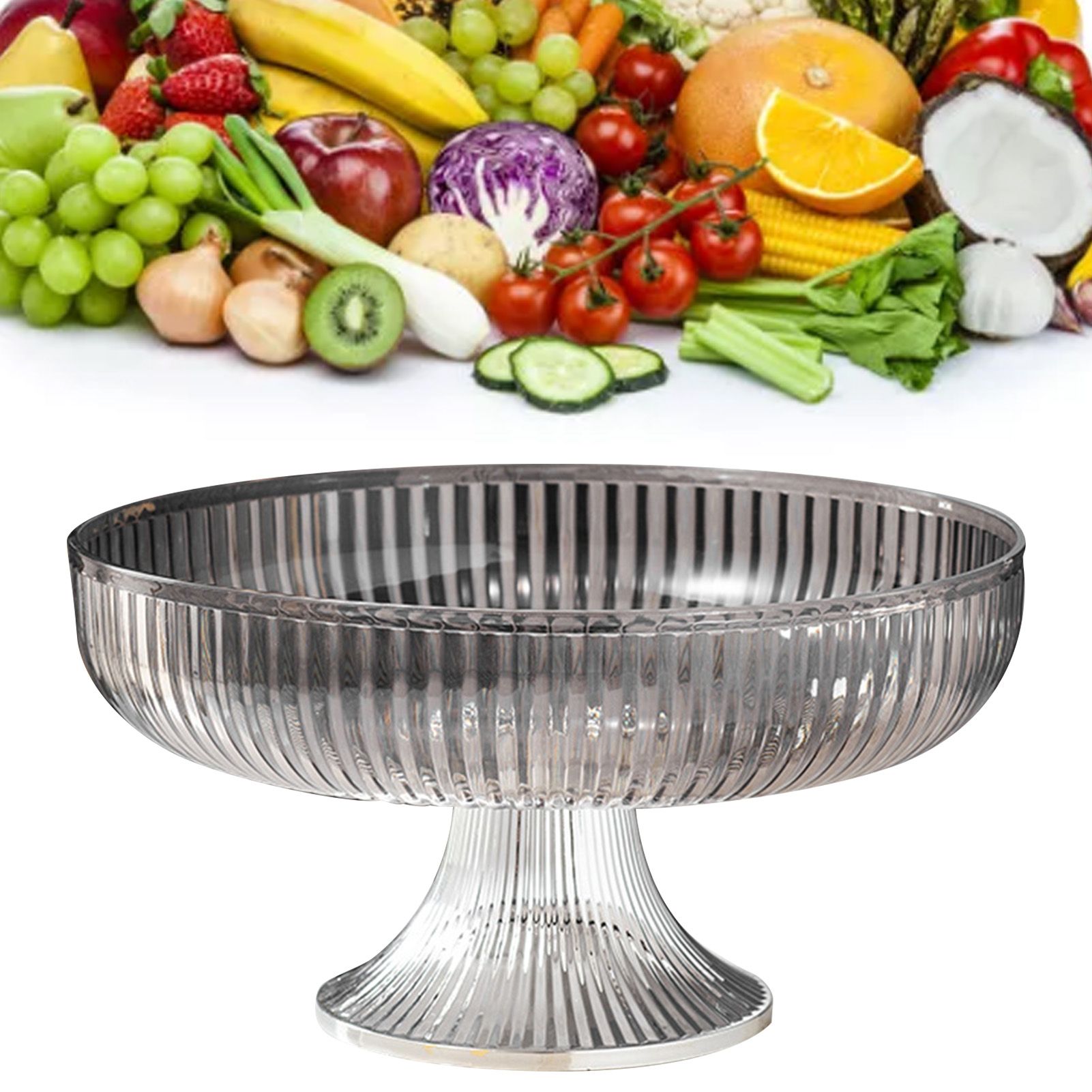 Fruit Plate Multifunctional Plastic Stylish Space Saving Decorative Snack Bowl for Candy Nuts Silver Gray - Image 5