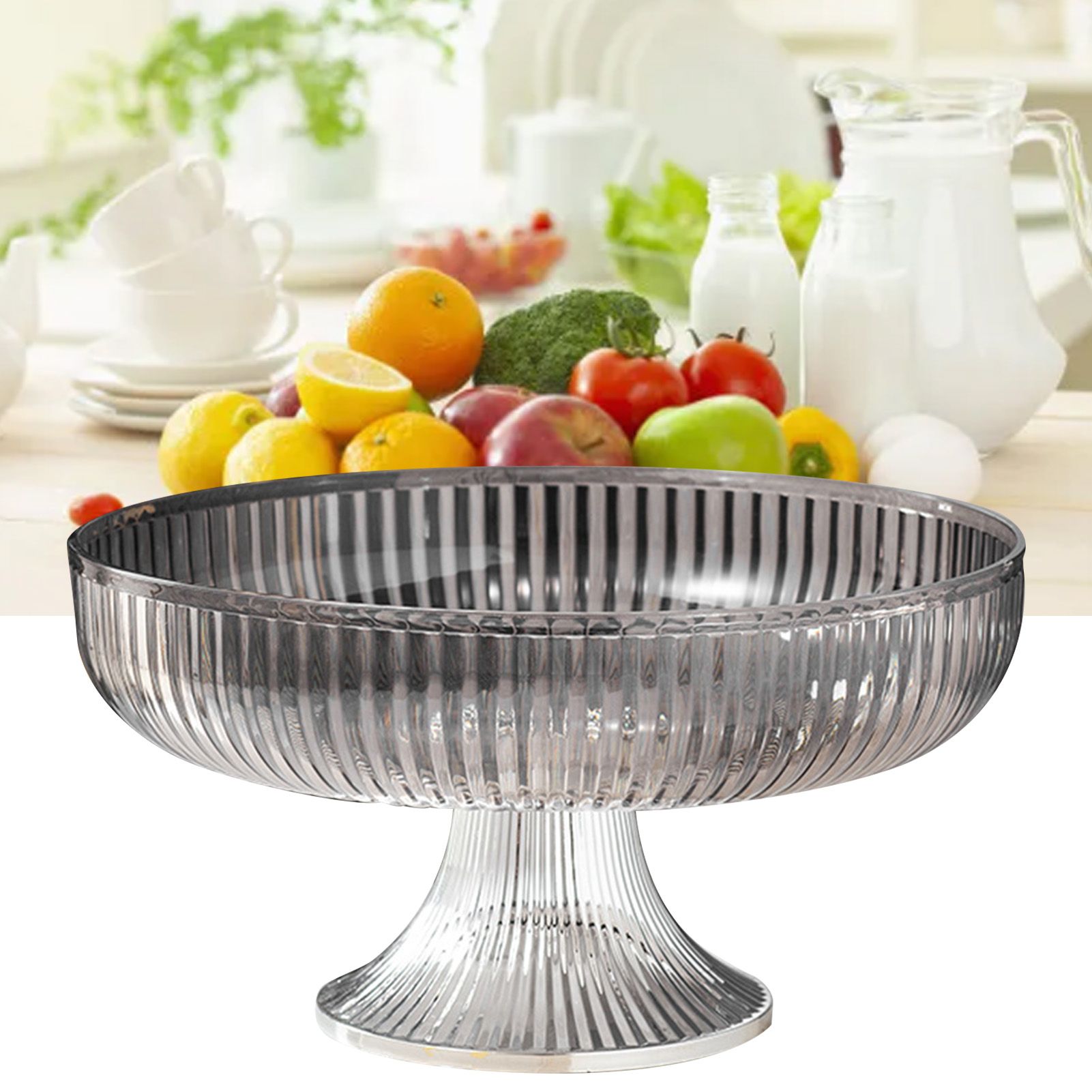 Fruit Plate Multifunctional Plastic Stylish Space Saving Decorative Snack Bowl for Candy Nuts Silver Gray - Image 6