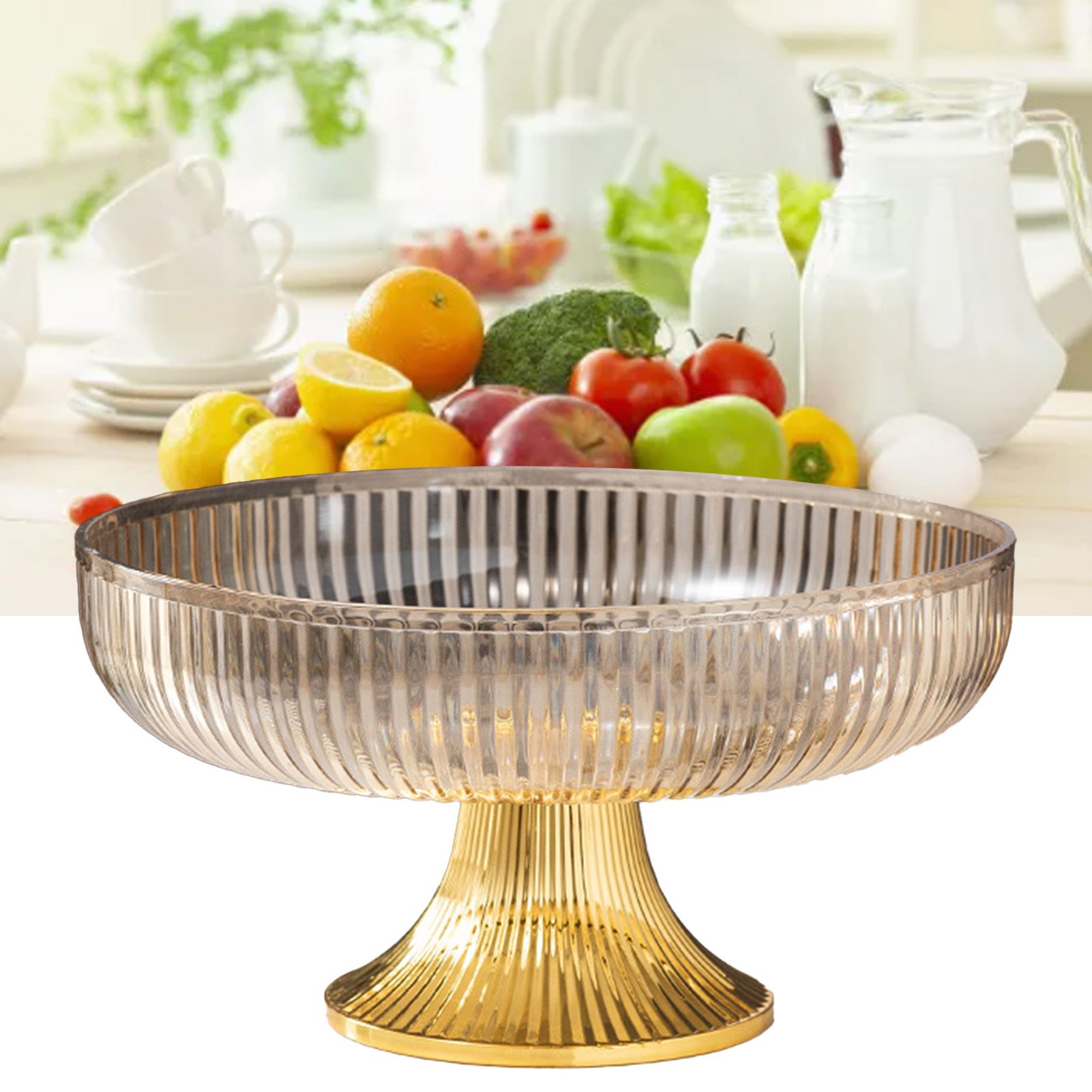 Fruit Plate Multifunctional Plastic Stylish Space Saving Decorative Snack Bowl for Candy Nuts Amber - Image 6