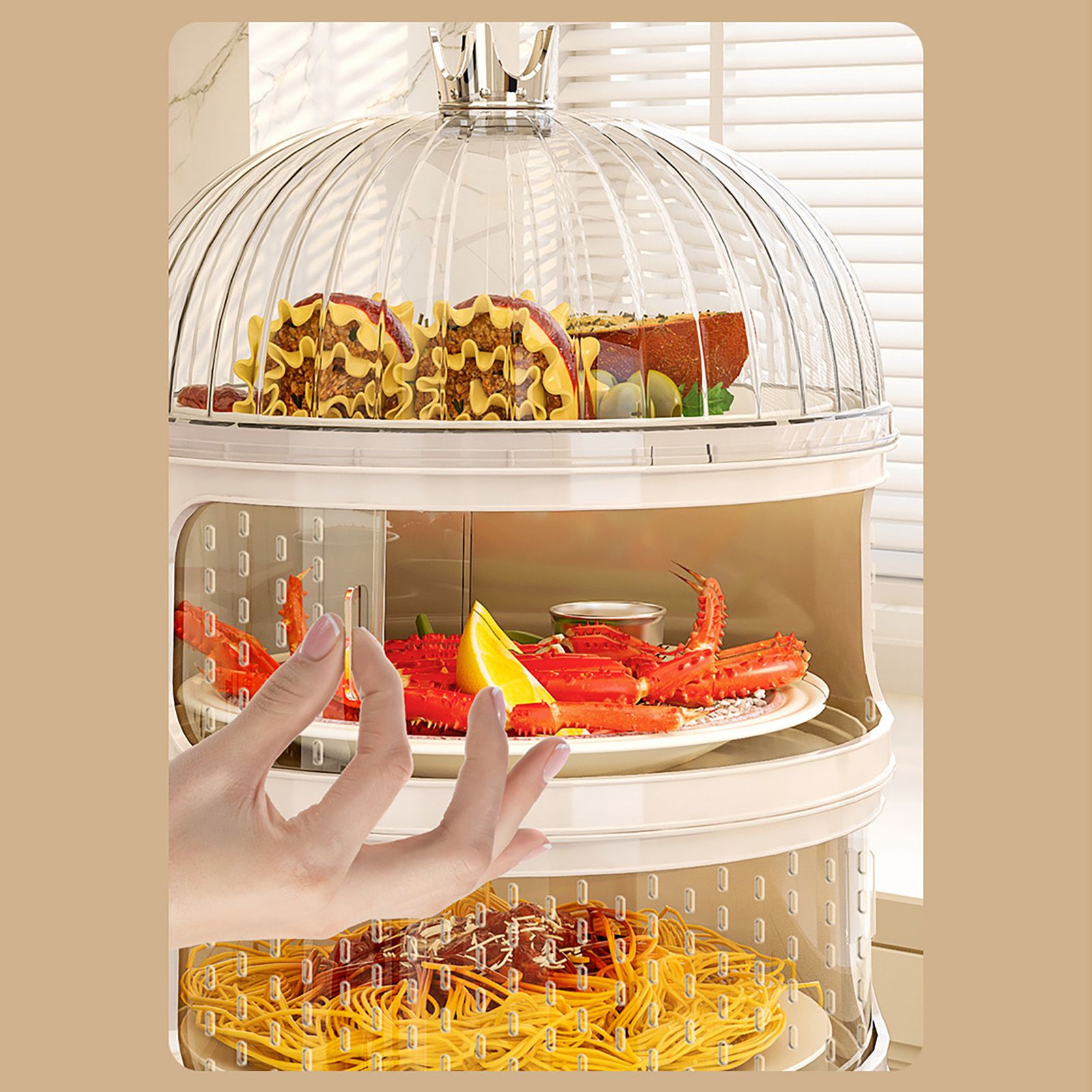 Dust Proof Food Storage Box Multi Functional Sealed Food Storage Container for Summer 3 Layers - Image 8