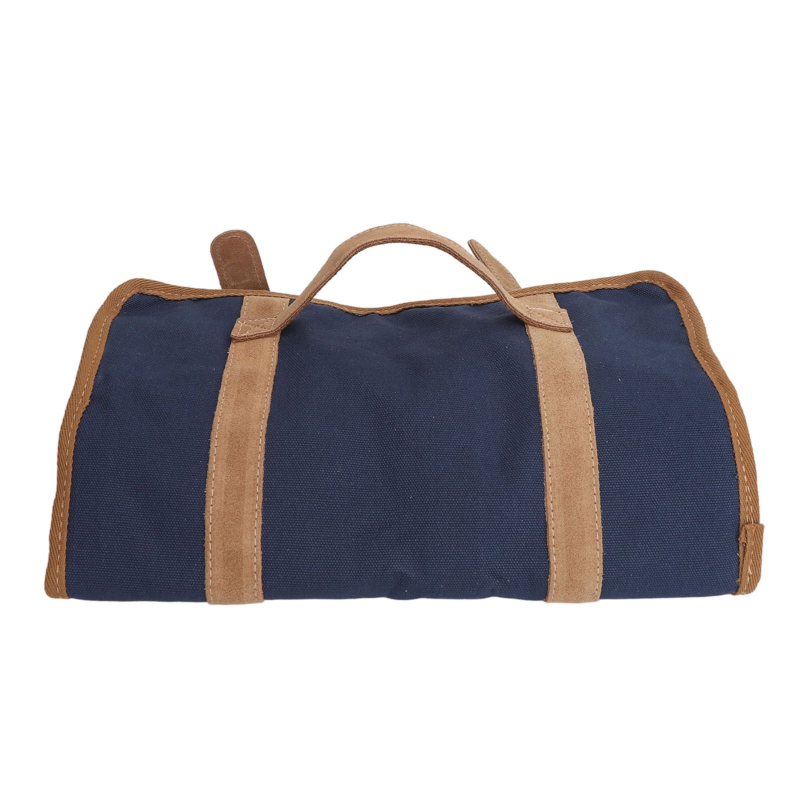 Bartender Tool Bag Bar Kit Bag Waterproof Canvas Multiple Compartments Portable Bartender Roll Up Bag with Shoulder Strap Blue - Image 2