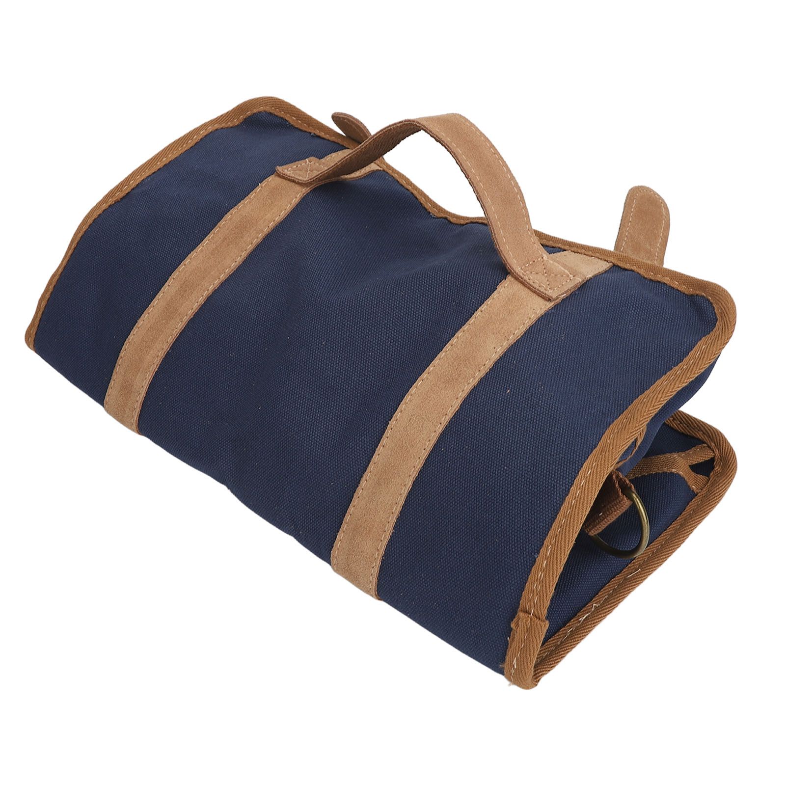 Bartender Tool Bag Bar Kit Bag Waterproof Canvas Multiple Compartments Portable Bartender Roll Up Bag with Shoulder Strap Blue - Image 7
