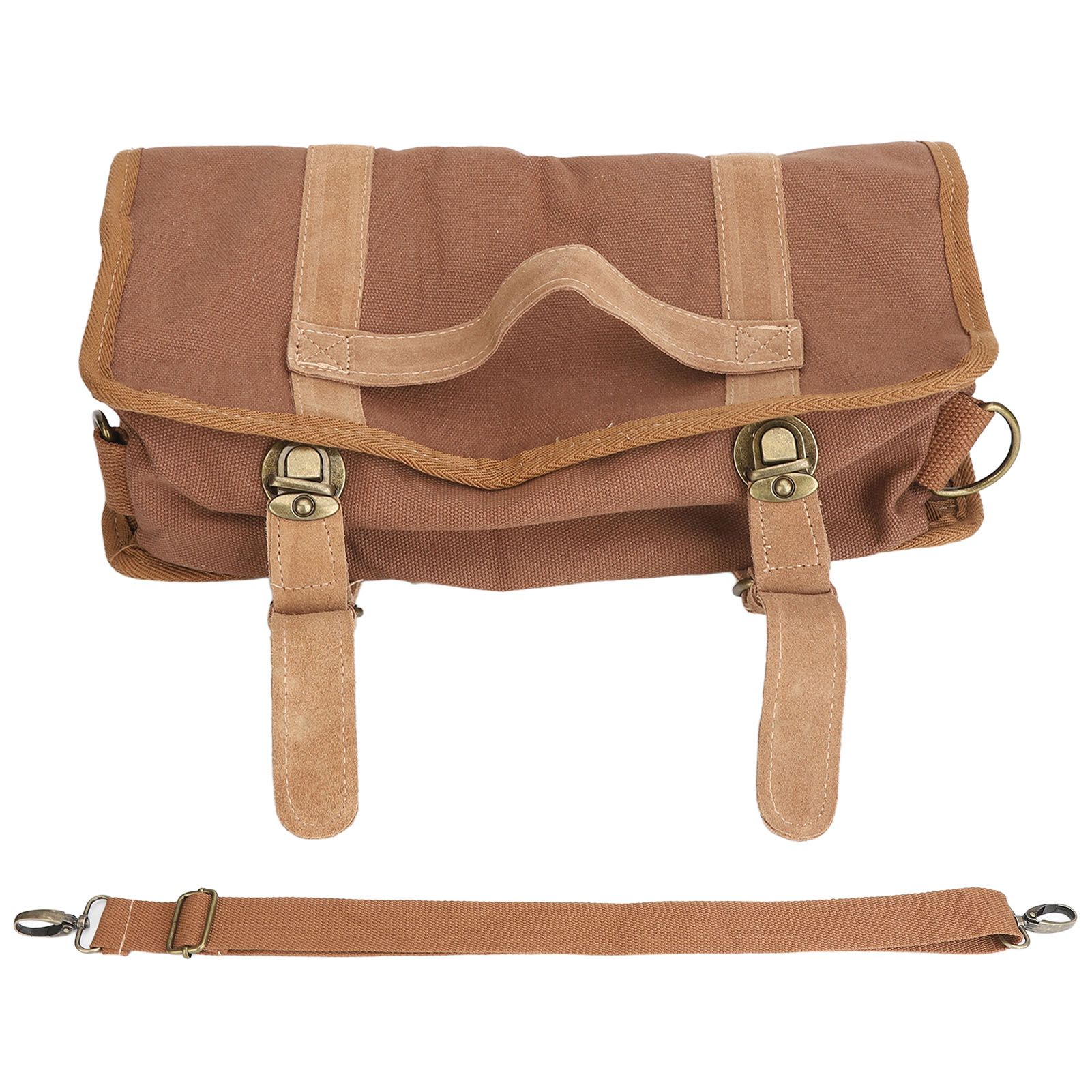 Bartender Tool Bag Bar Kit Bag Waterproof Canvas Multiple Compartments Portable Bartender Roll Up Bag with Shoulder Strap Coffee - Image 1