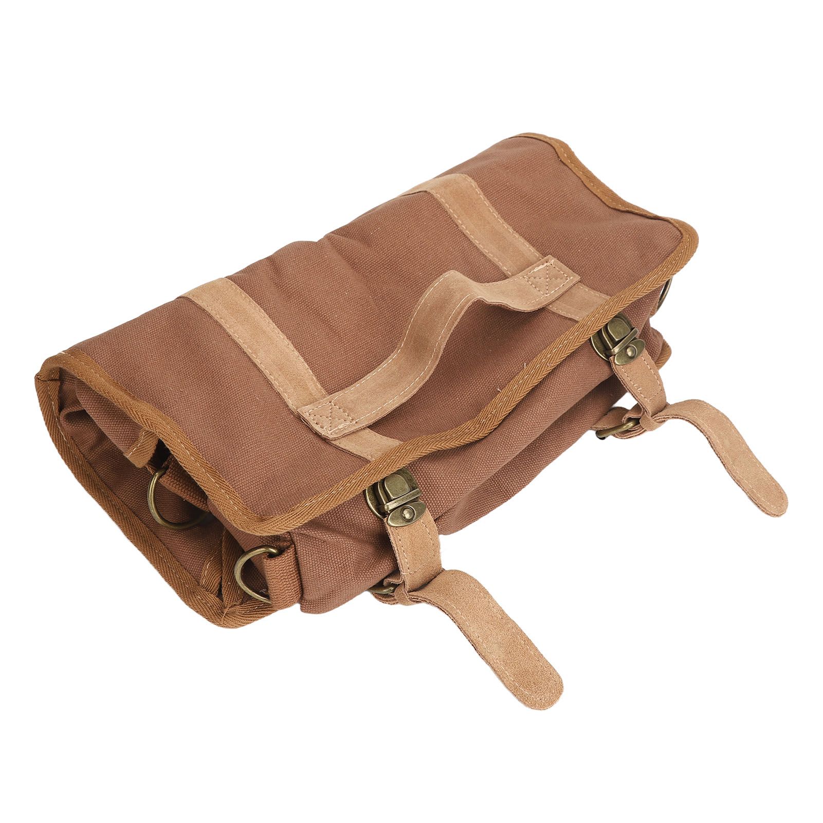 Bartender Tool Bag Bar Kit Bag Waterproof Canvas Multiple Compartments Portable Bartender Roll Up Bag with Shoulder Strap Coffee - Image 3
