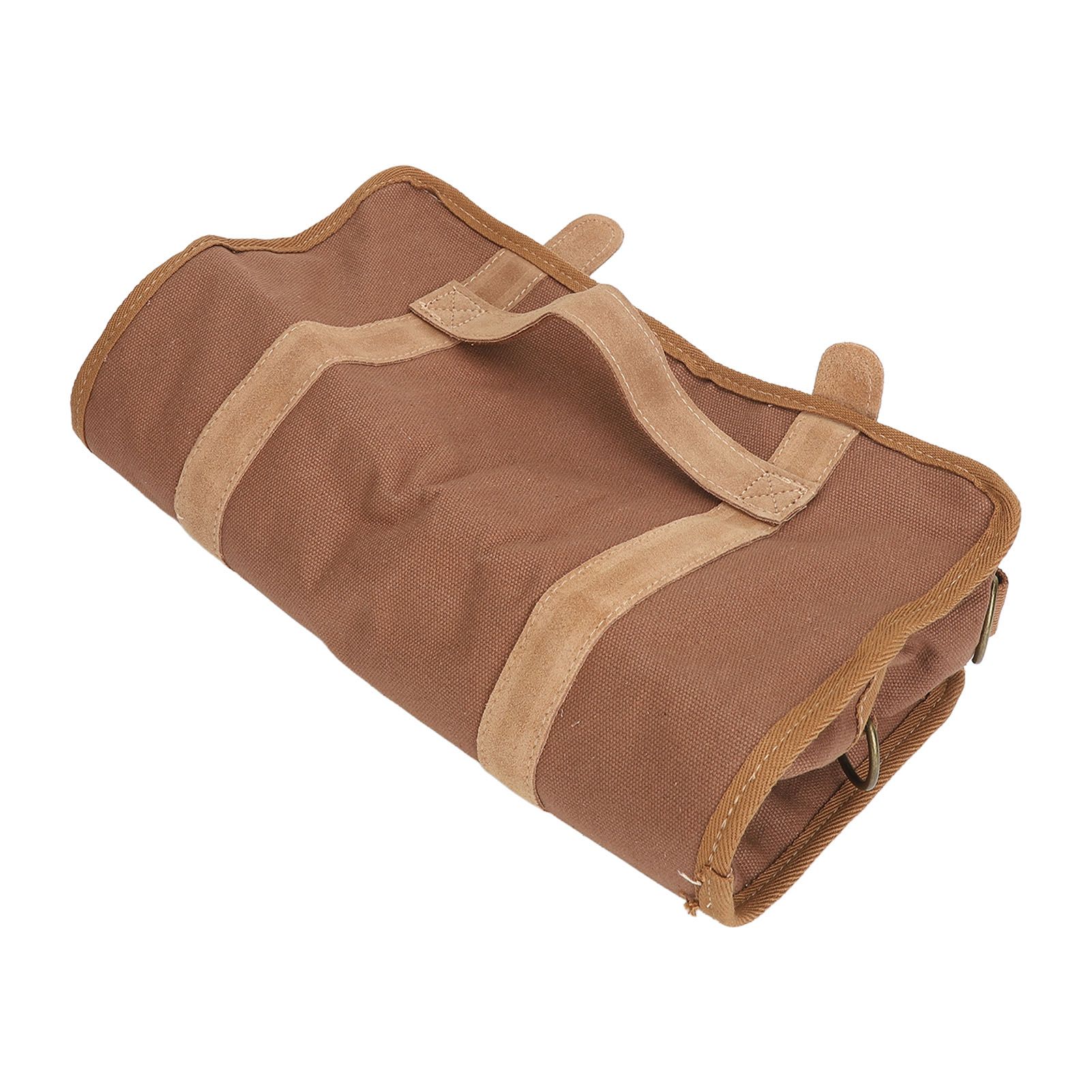 Bartender Tool Bag Bar Kit Bag Waterproof Canvas Multiple Compartments Portable Bartender Roll Up Bag with Shoulder Strap Coffee - Image 7
