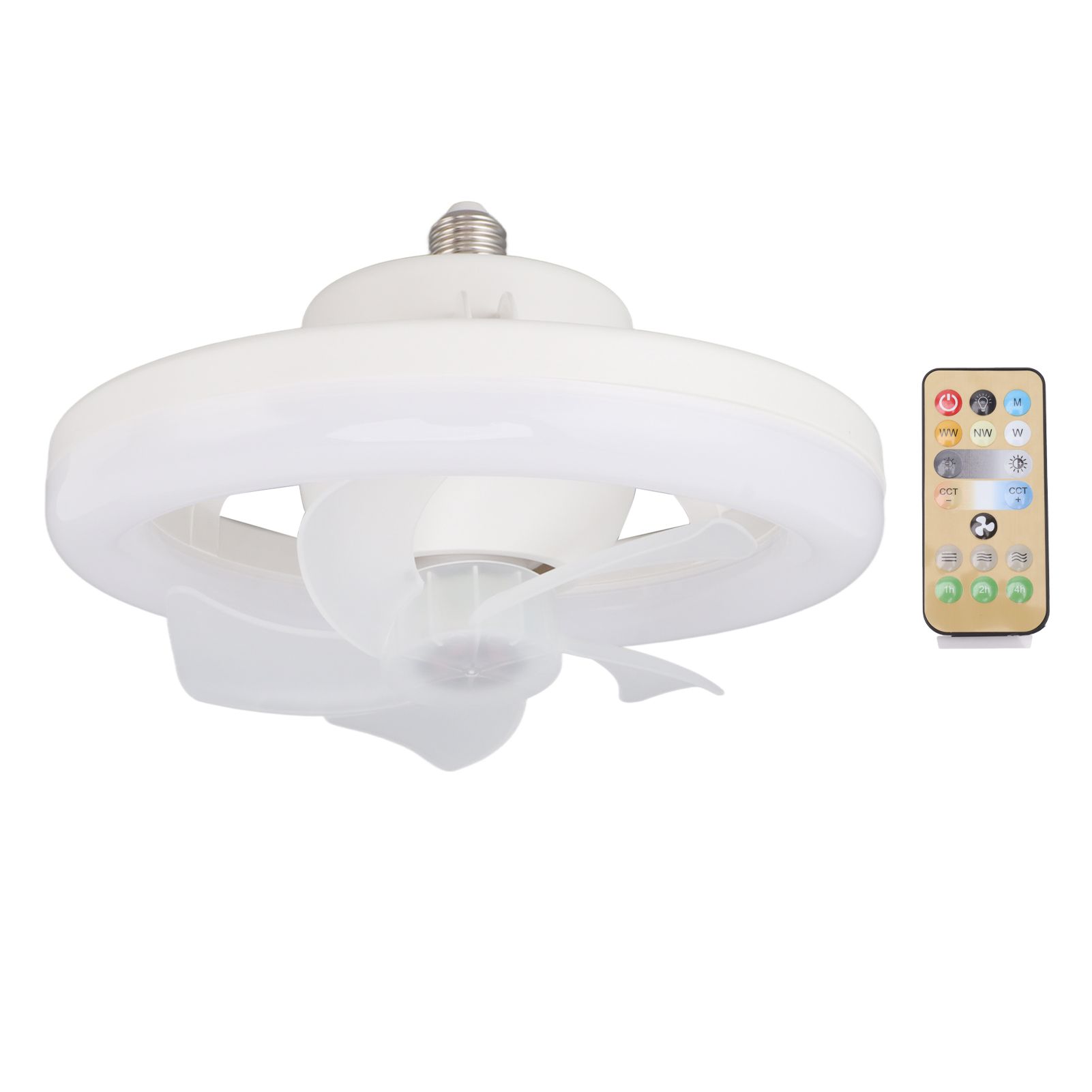 Ceiling Fan Light 360 Degree Rotate Dimmable E27 Adjustable LED Lamp 5 Blade 48W with Remote Control for Garage 85‑265V - Image 1