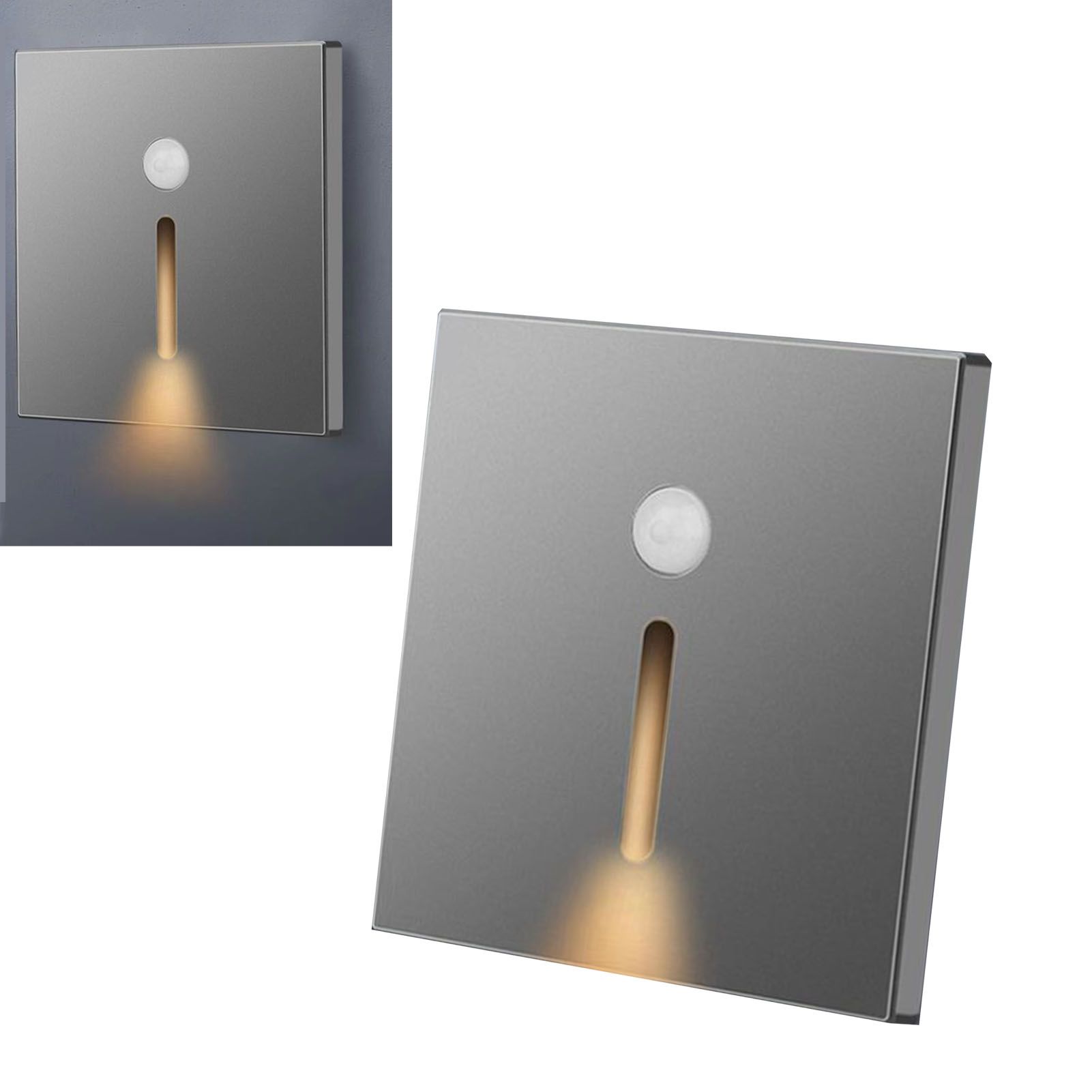 LED Motion Sensor Night Light ABS Small LED Induction Lamp for Bedside Corridor Hallway Grey - Image 5