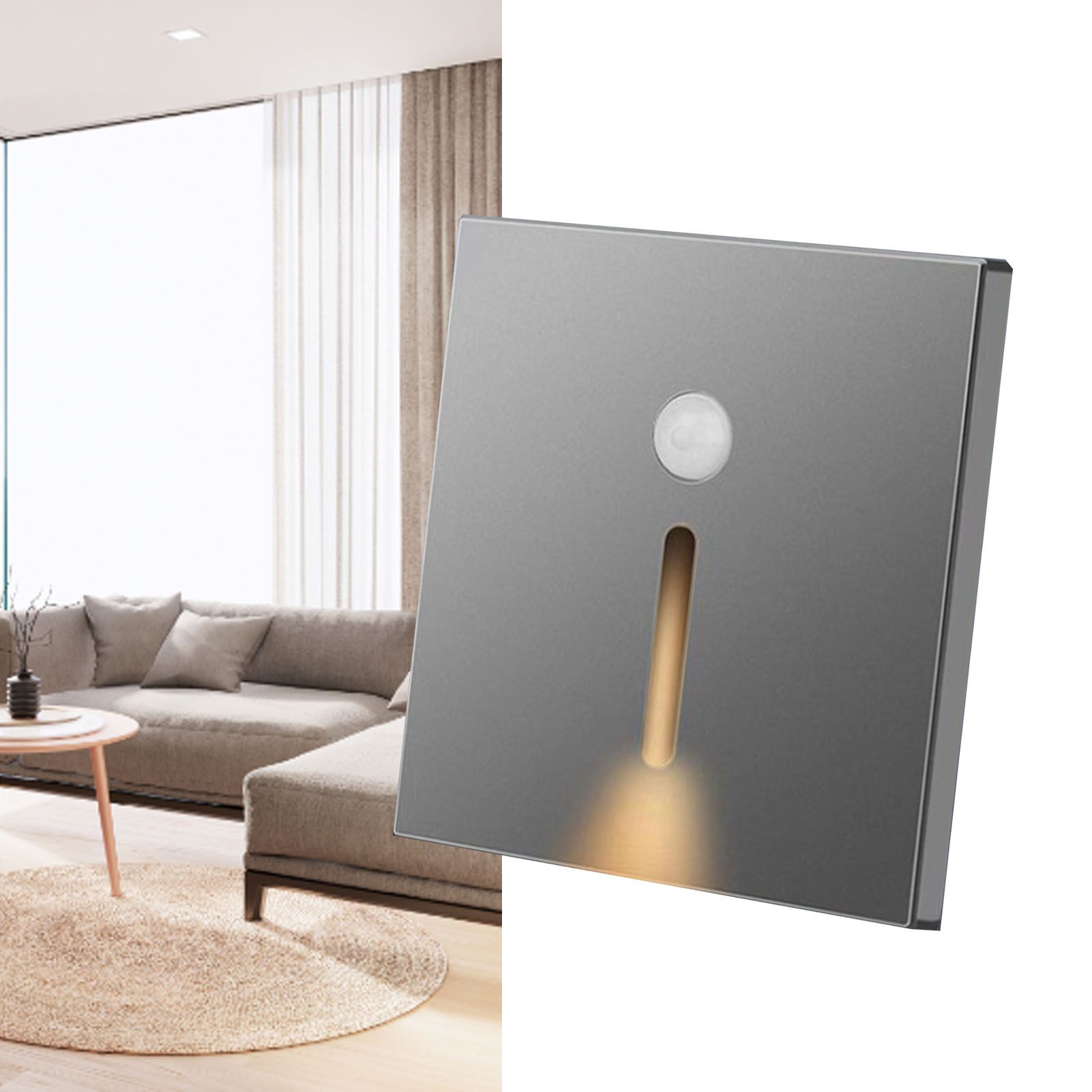LED Motion Sensor Night Light ABS Small LED Induction Lamp for Bedside Corridor Hallway Grey - Image 6