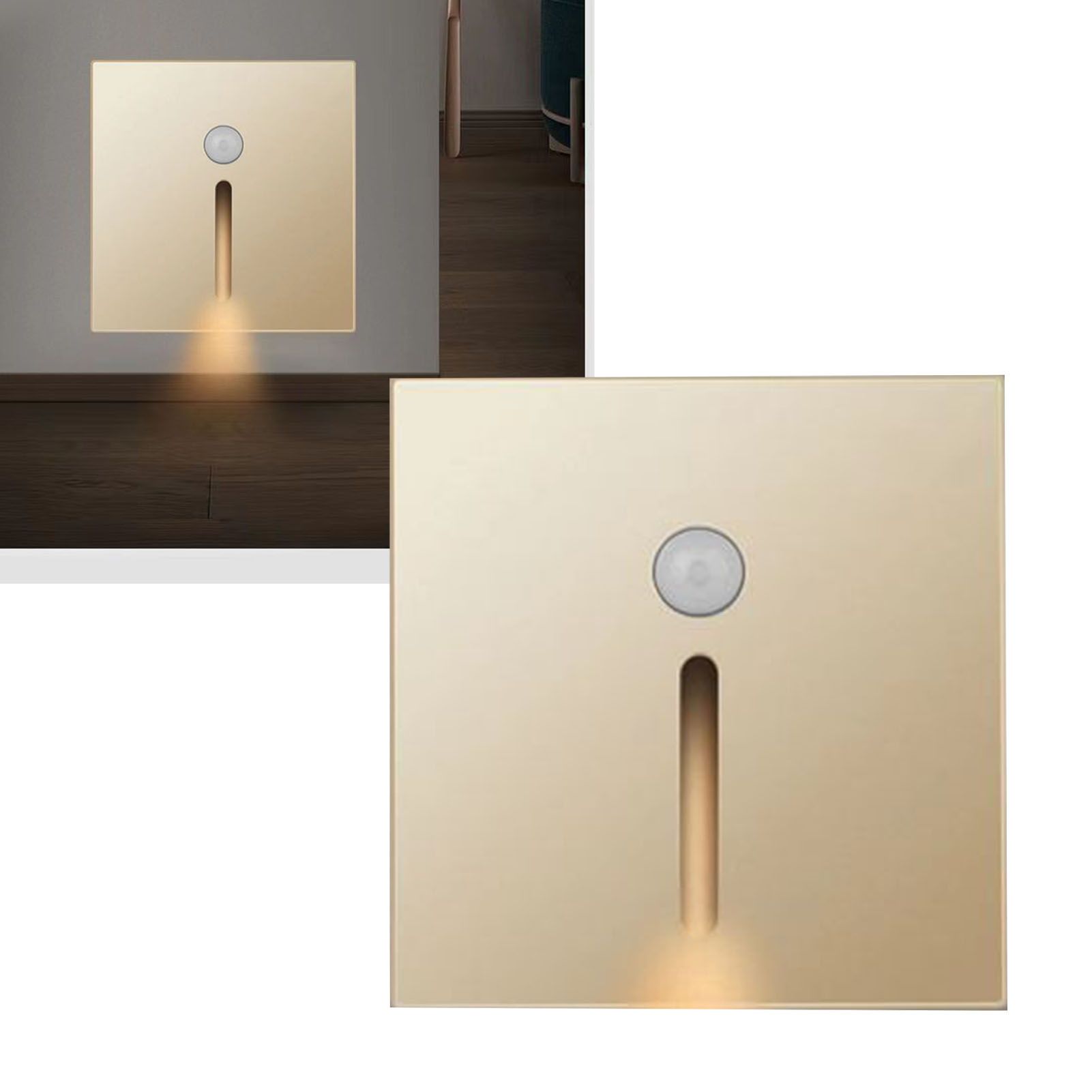 LED Motion Sensor Night Light ABS Small LED Induction Lamp for Bedside Corridor Hallway Gold - Image 5