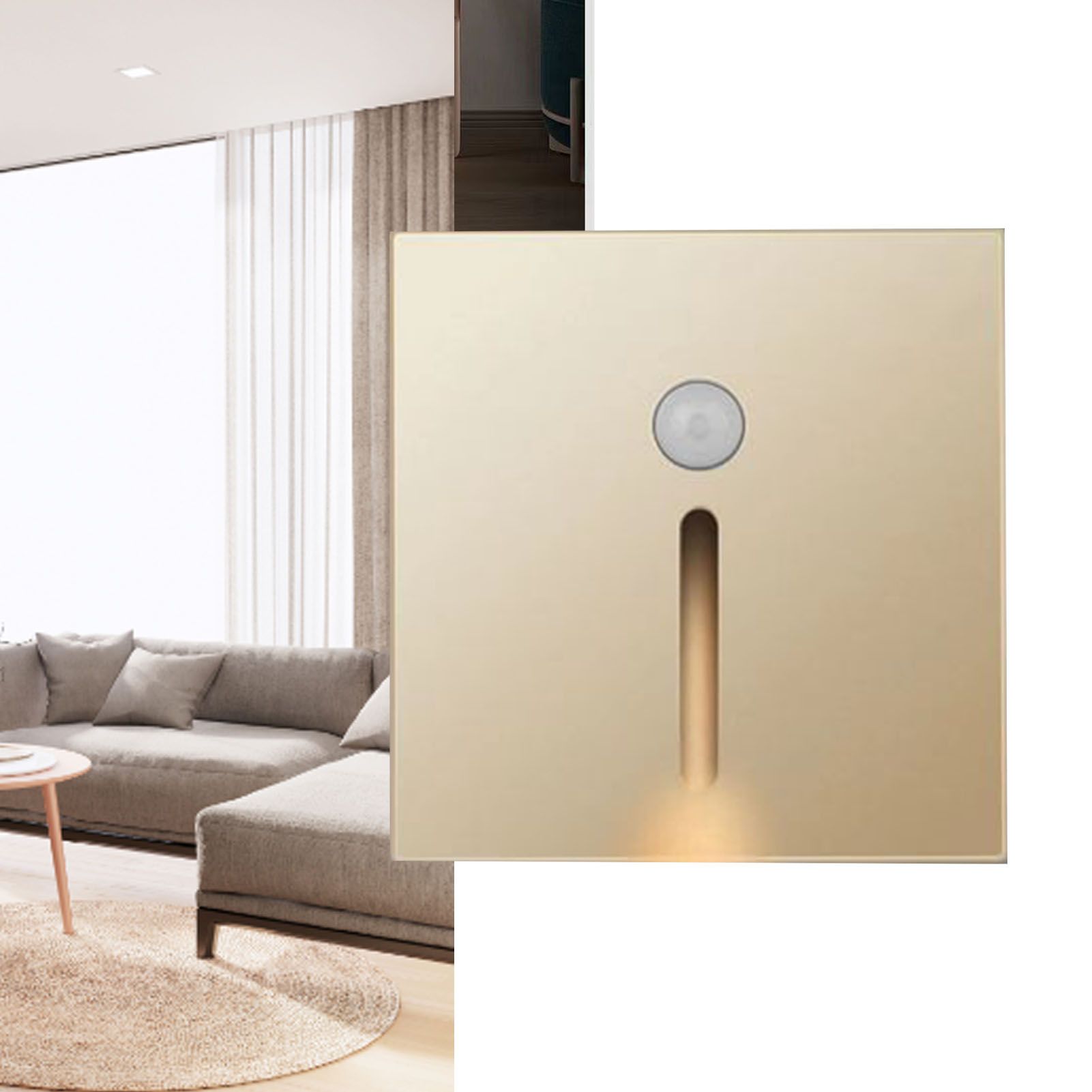 LED Motion Sensor Night Light ABS Small LED Induction Lamp for Bedside Corridor Hallway Gold - Image 6