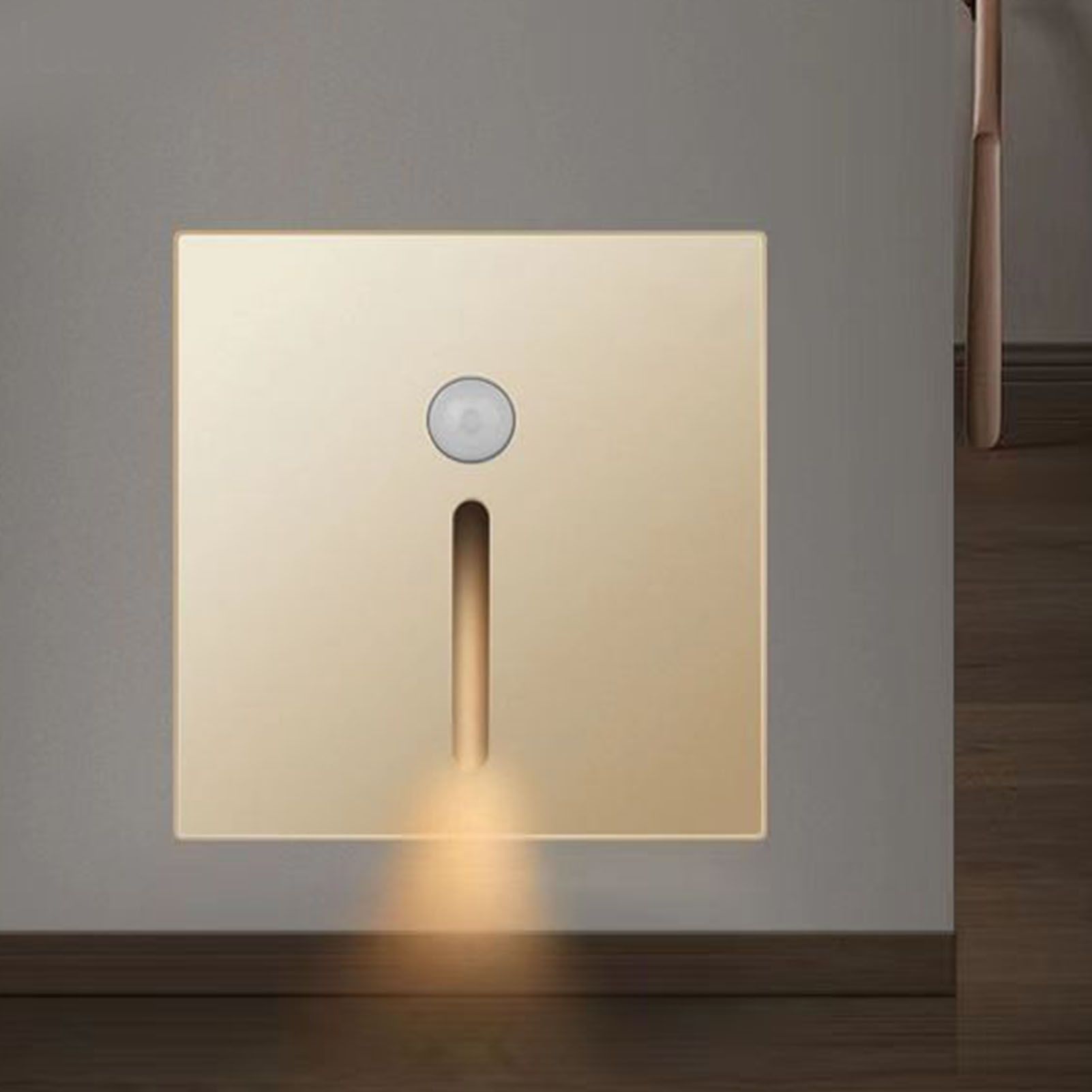 LED Motion Sensor Night Light ABS Small LED Induction Lamp for Bedside Corridor Hallway Gold - Image 7