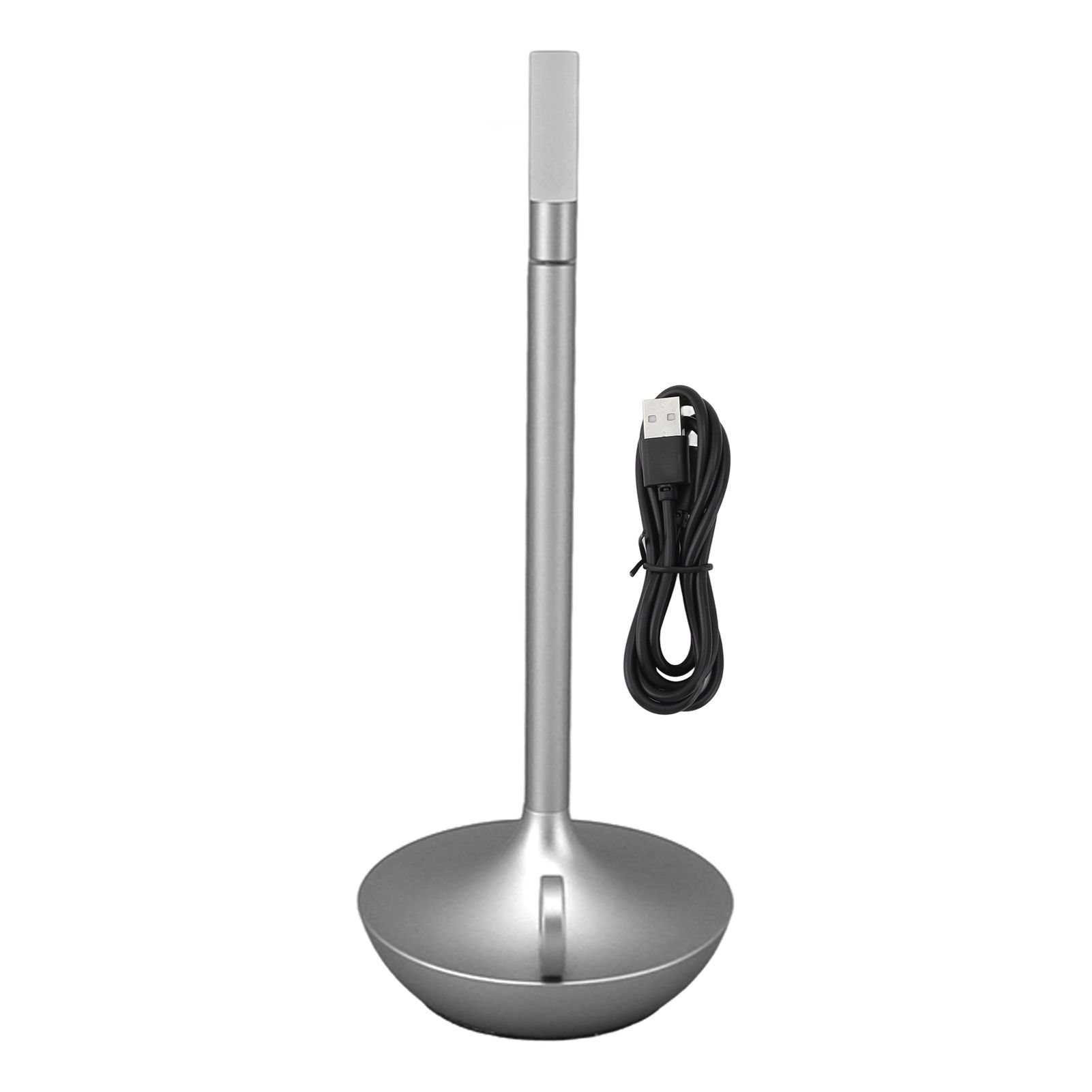 Cordless Table Lamp Innovative Candle Shape 3 Levels Brightness Dimmable Rechargeable LED Desk Lamp Silver - Image 1