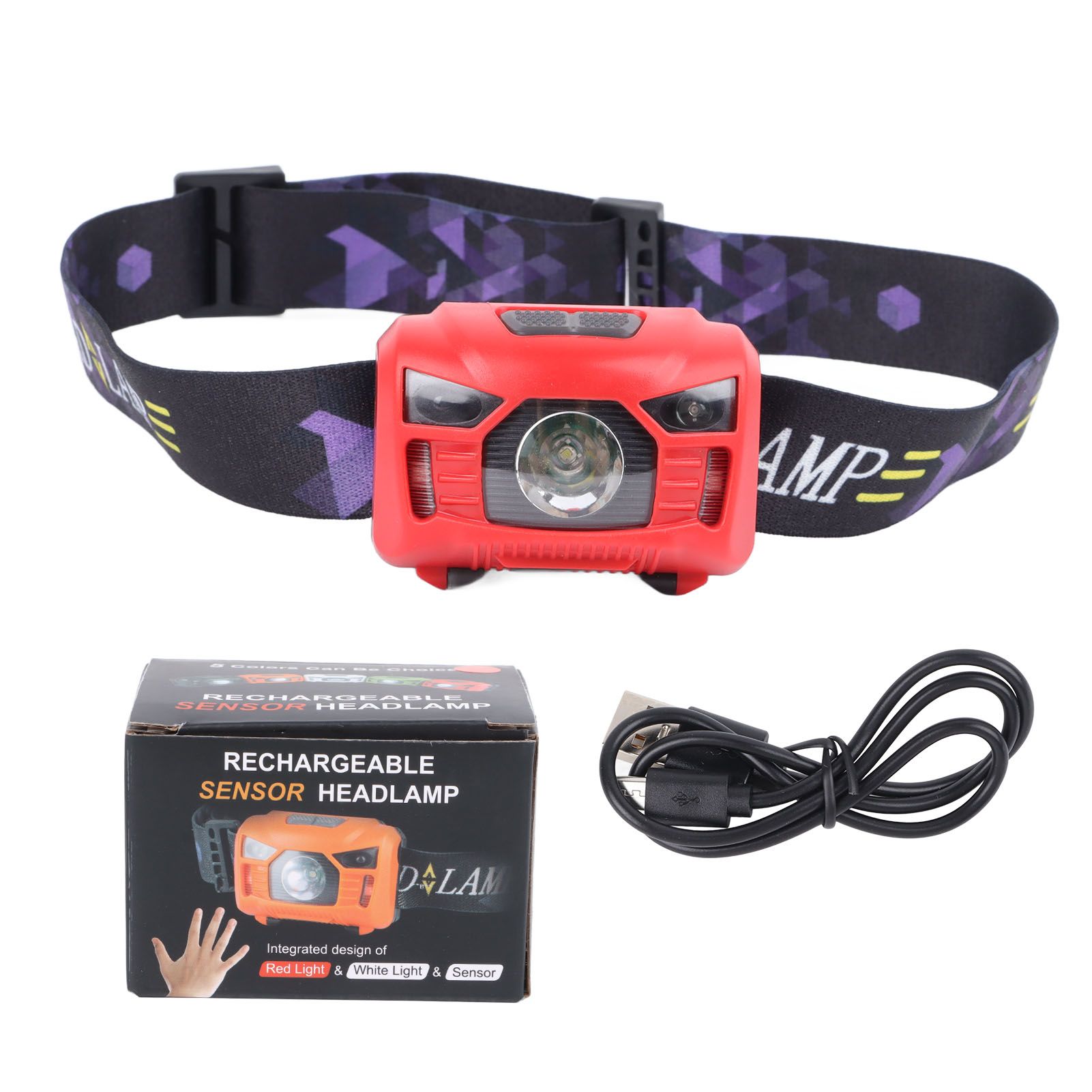 LED Headlamp Ultra Bright IPX7 Waterproof USB Rechargeable Headlamp with Sensor for Outdoor Fishing Running Camping - Image 1