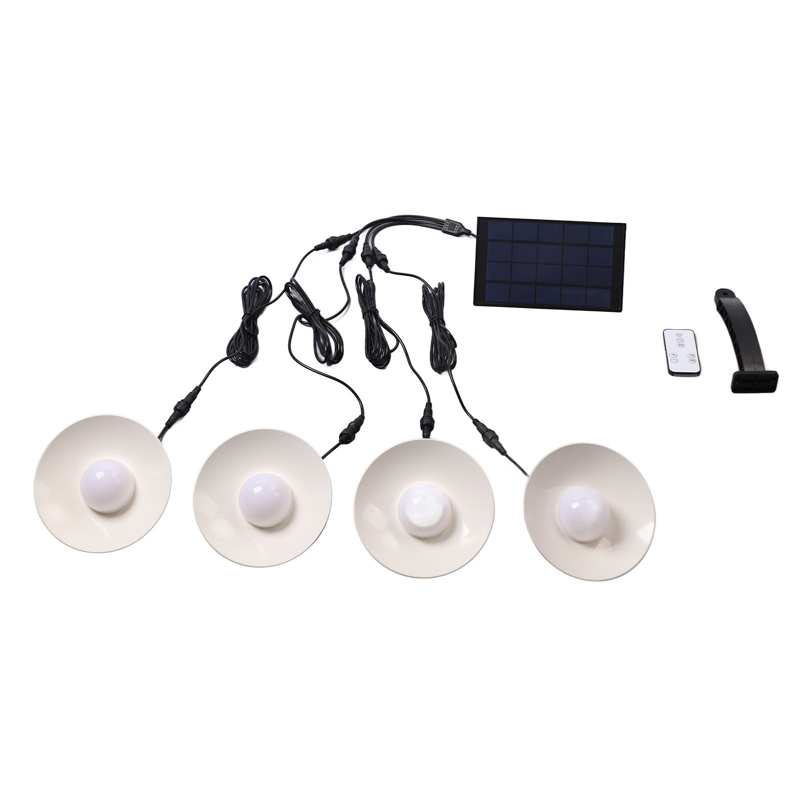Solar Pendant Lights 4 Heads IP65 Waterproof Warm White Shed Lights with Remote Control for Outdoor Patio Garden - Image 1