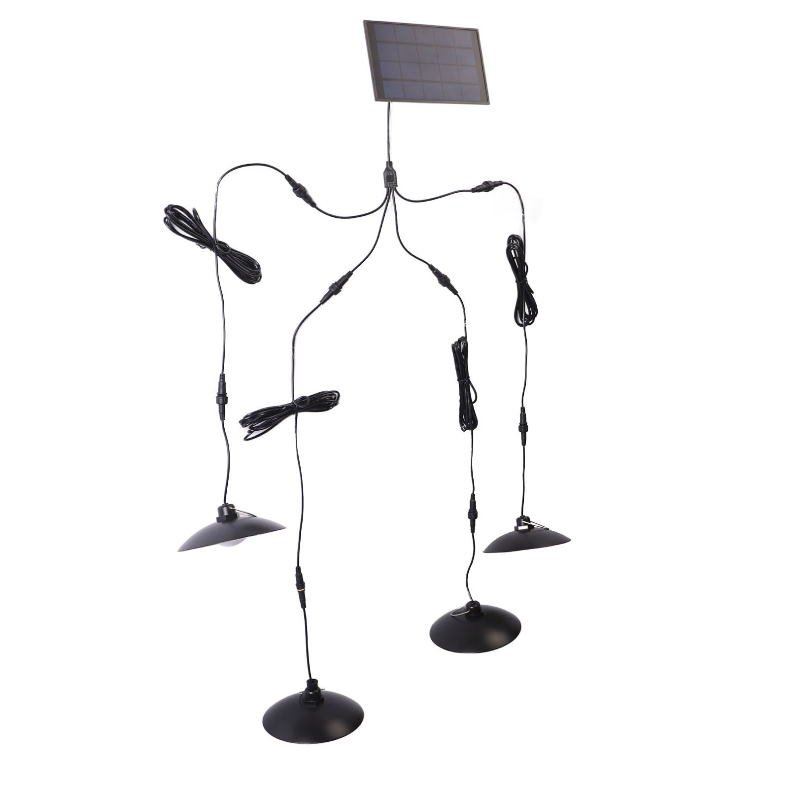 Solar Pendant Lights 4 Heads IP65 Waterproof Warm White Shed Lights with Remote Control for Outdoor Patio Garden - Image 2