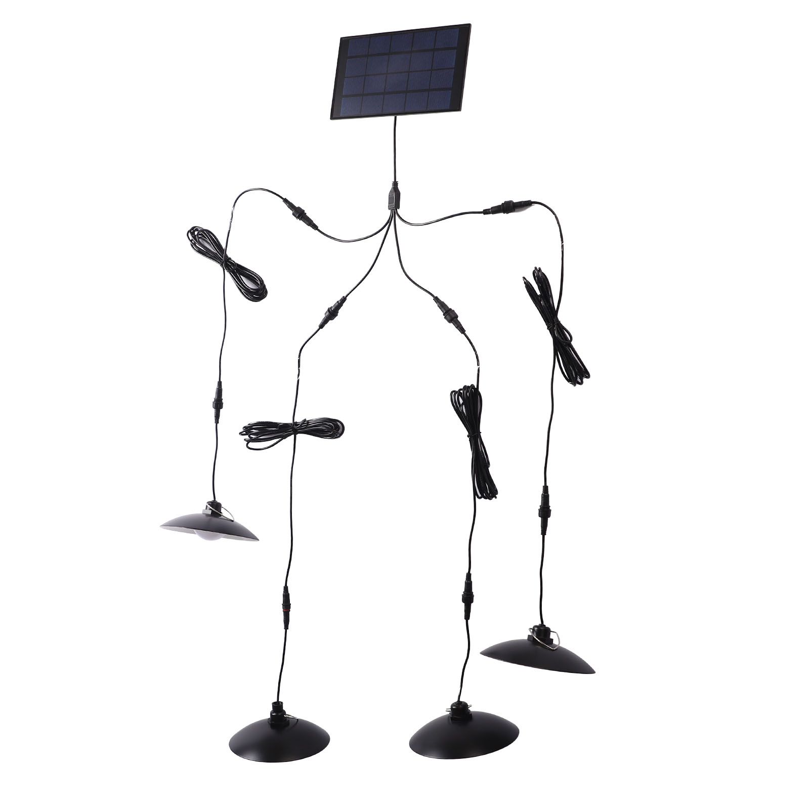 Solar Pendant Lights 4 Heads IP65 Waterproof Warm White Shed Lights with Remote Control for Outdoor Patio Garden - Image 3