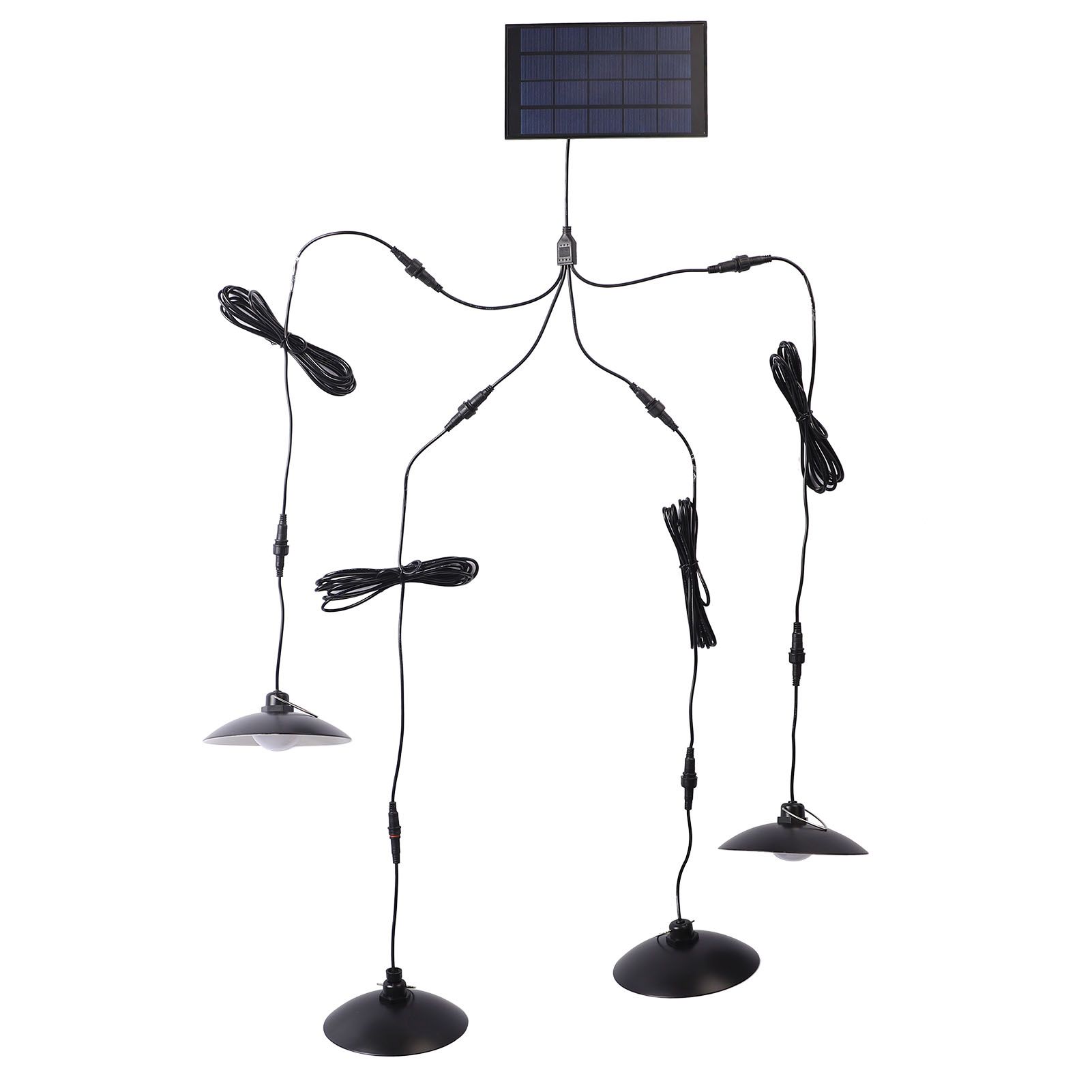 Solar Pendant Lights 4 Heads IP65 Waterproof Warm White Shed Lights with Remote Control for Outdoor Patio Garden - Image 4