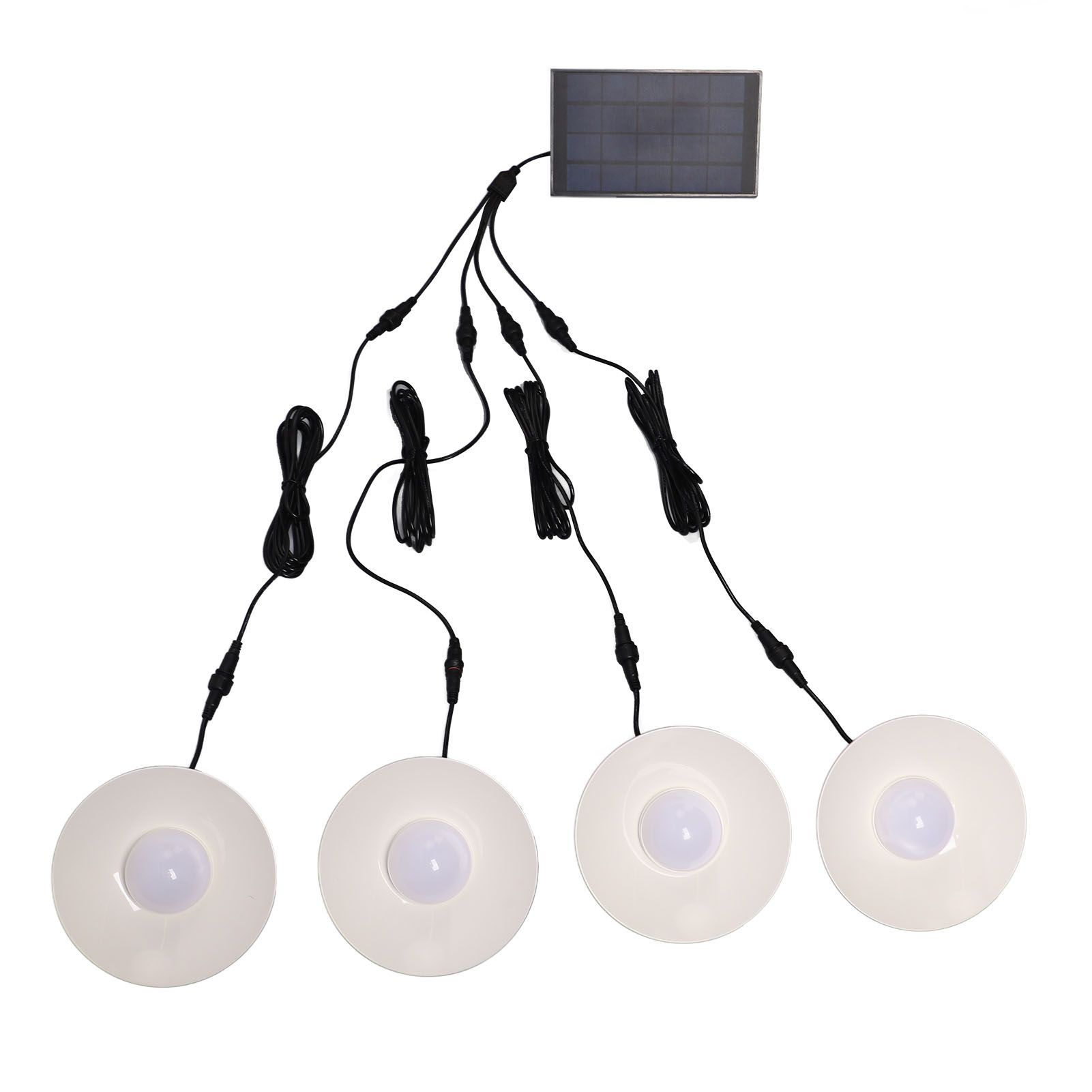 Solar Pendant Lights 4 Heads IP65 Waterproof Warm White Shed Lights with Remote Control for Outdoor Patio Garden - Image 5
