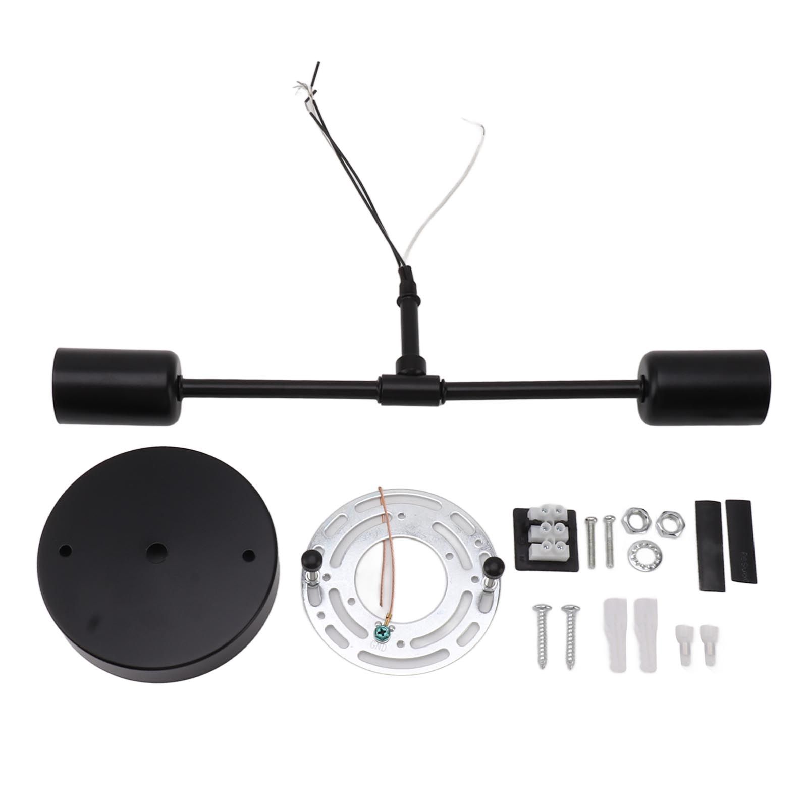 E27 E26 Double Wall Light Base Iron 85‑265V Black Modern Light Holder Base for Living Room Bathroom Dressing Room - Image 1